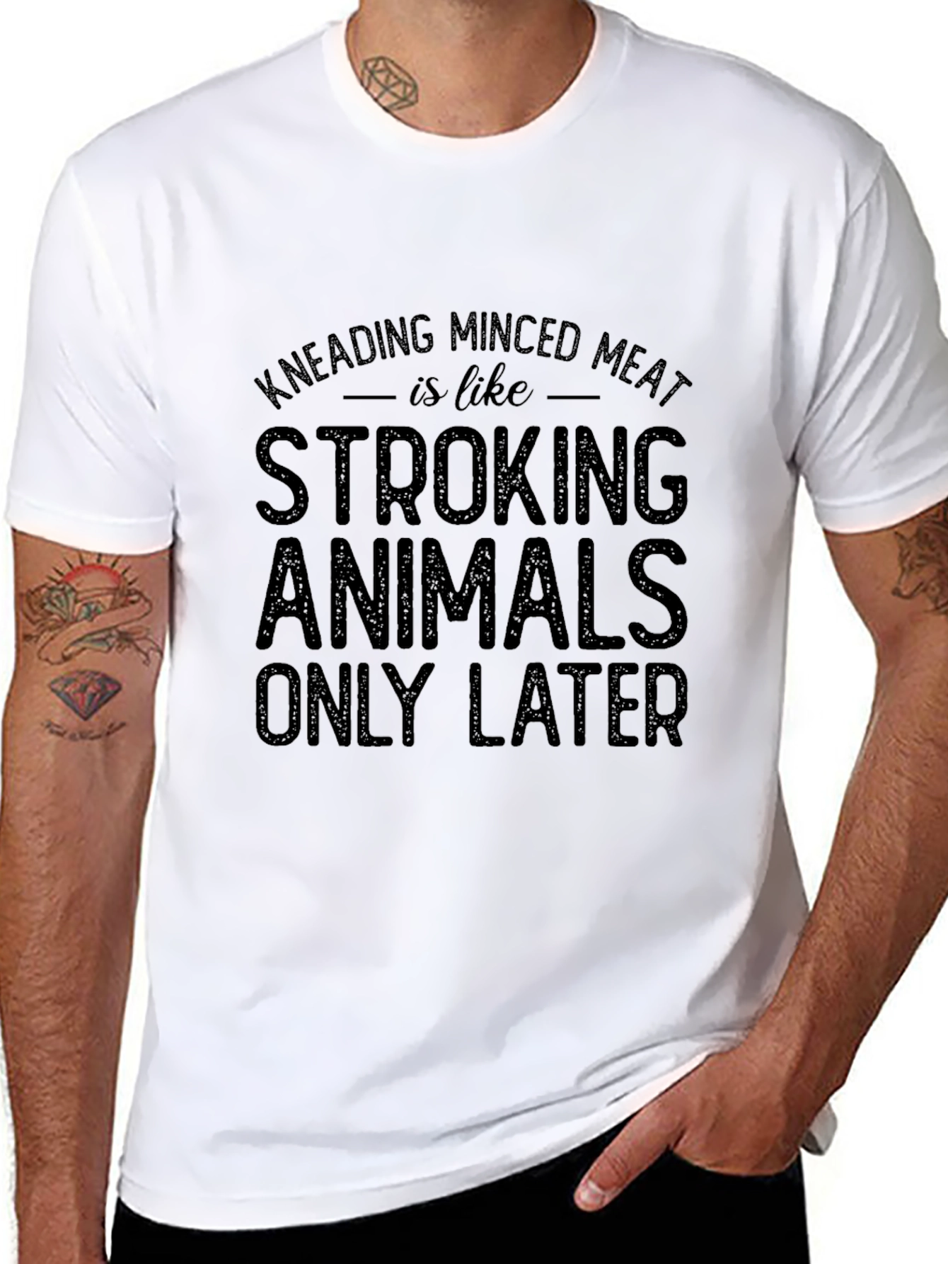 Black Kneading Minced Meat Graphic Tee - Funny Culinary T-Shirt view 8