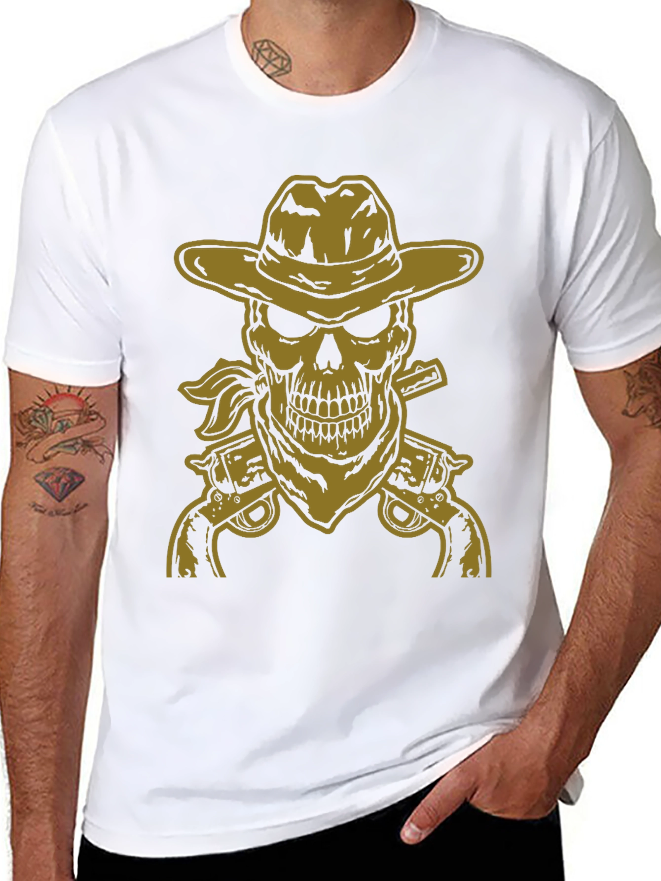 Black Cowboy Skull Graphic Tee - Black view 8