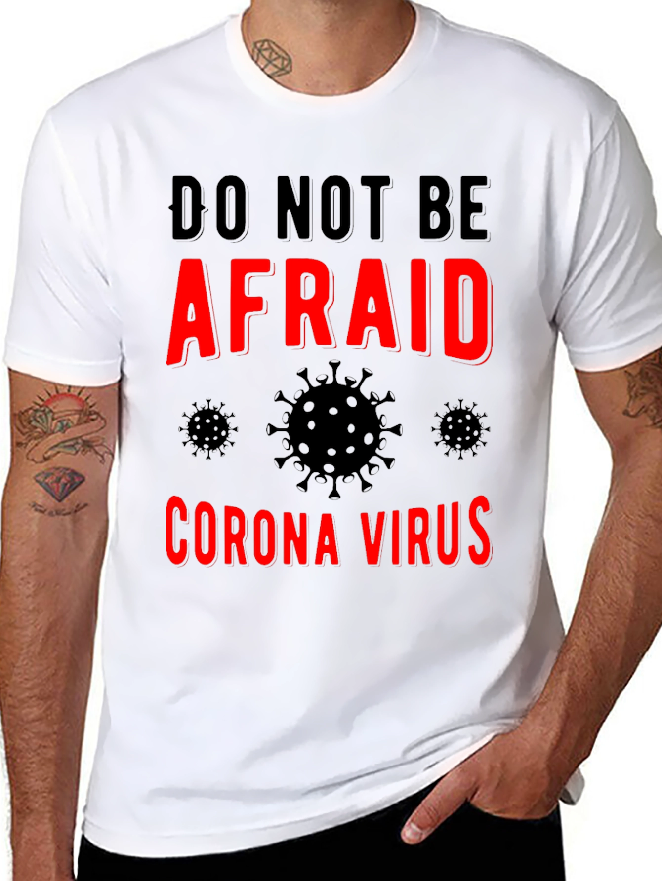 Black Do Not Be Afraid Corona Virus T-Shirt - Black view 8