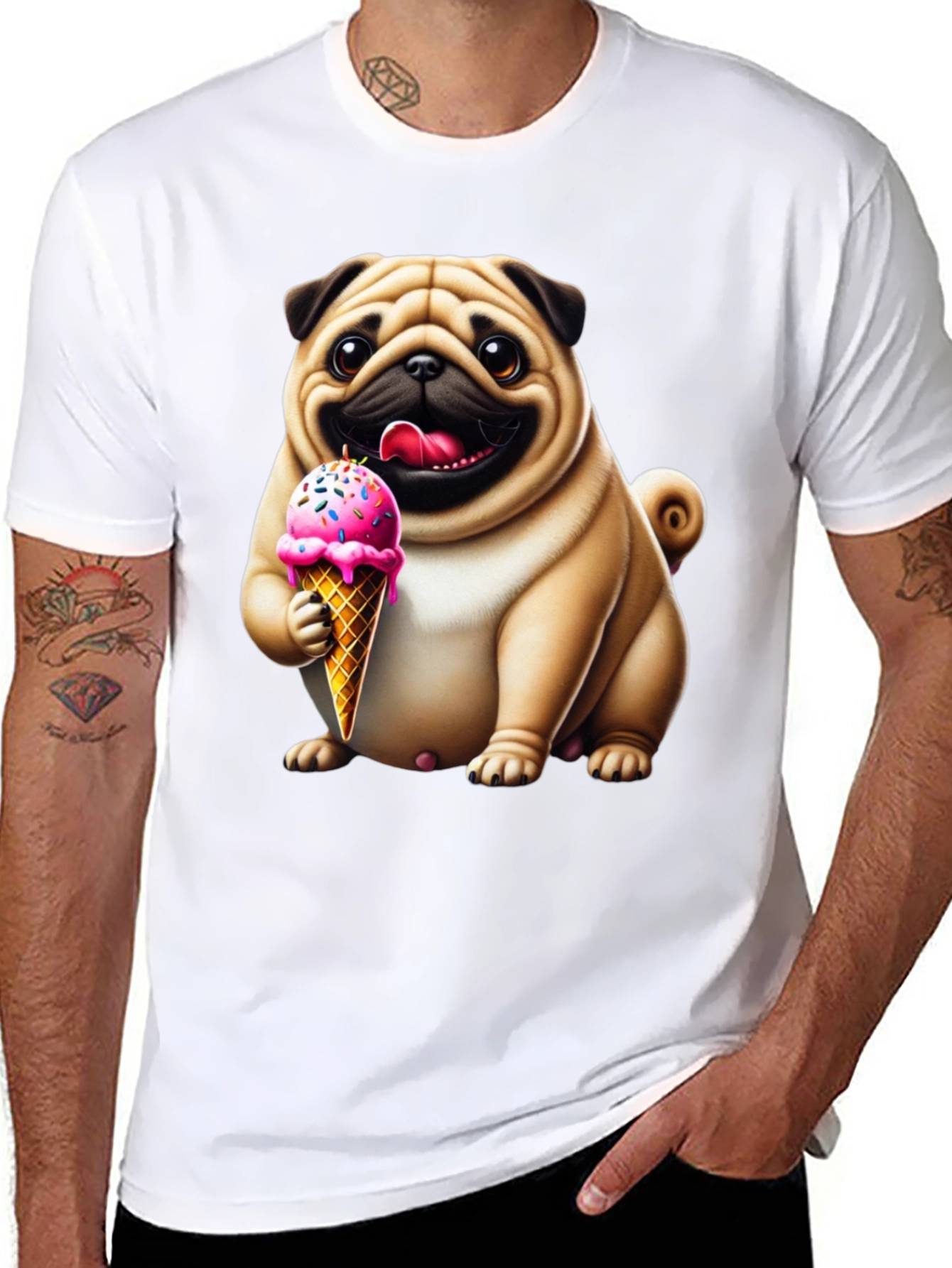 Black Pug Ice Cream T-Shirt - Adorable Dog Tee view 8