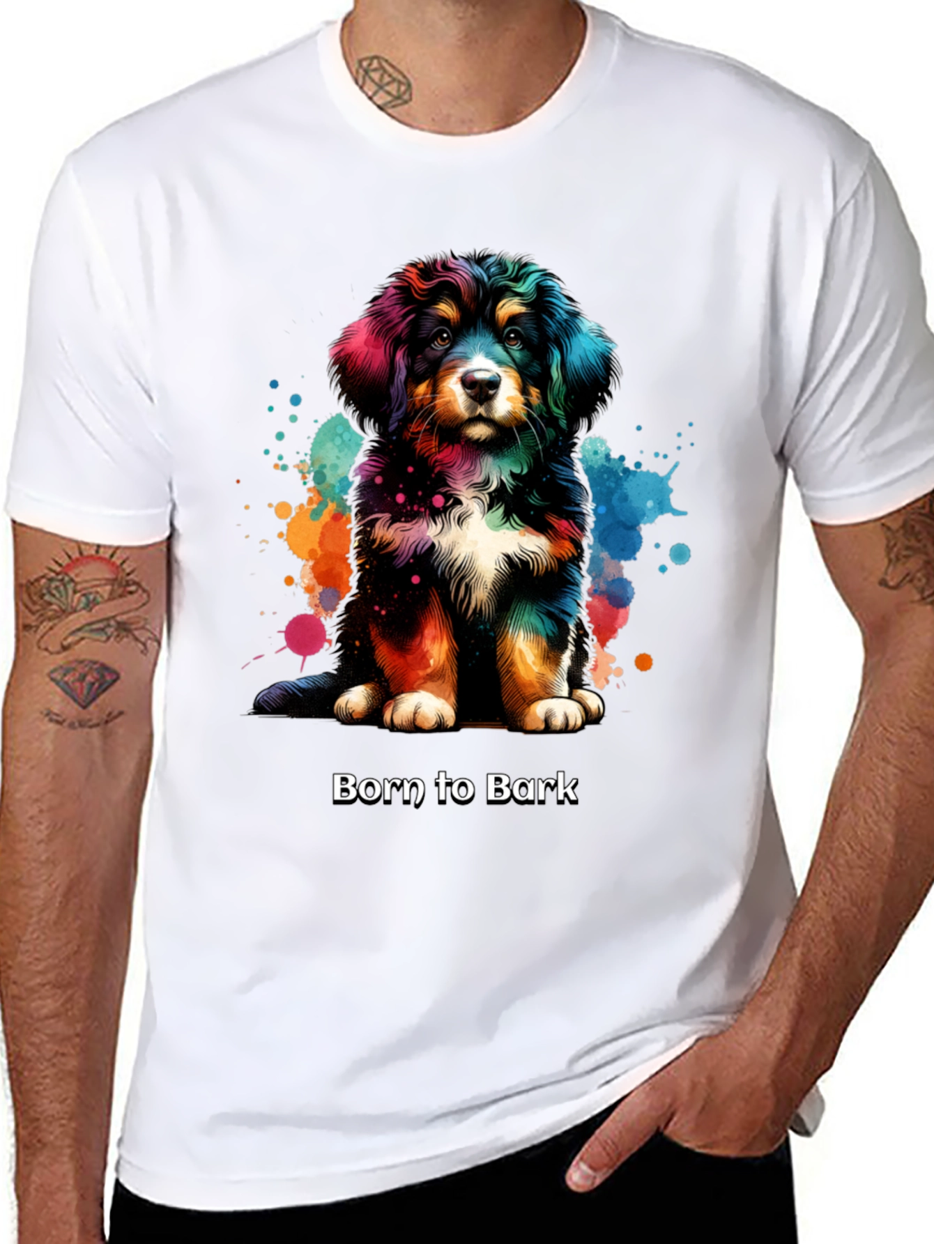 Black Born to Bark Dog T-Shirt view 8