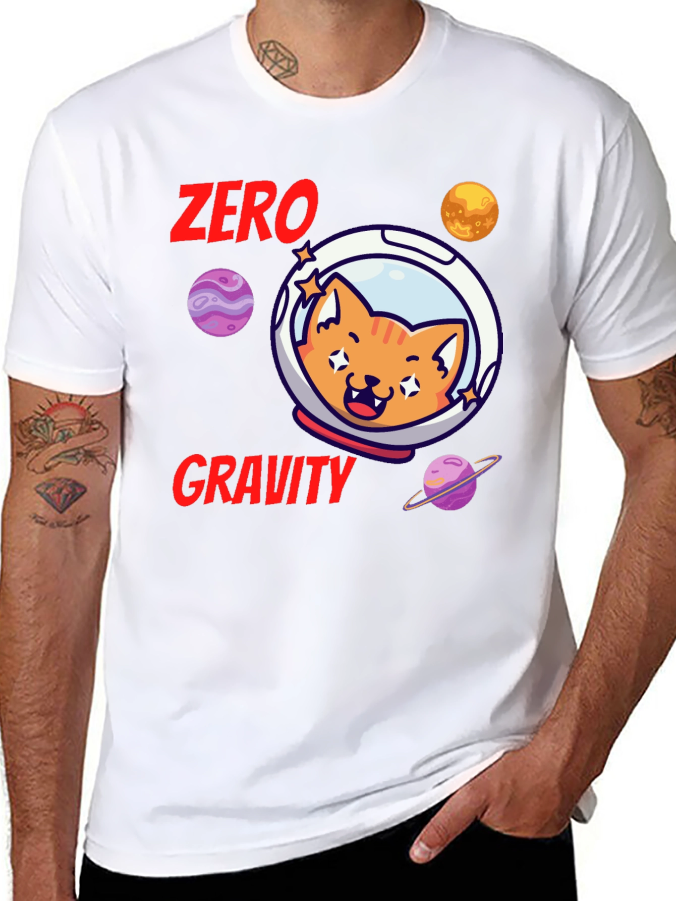 Black Zero Gravity Cat T-Shirt view 8