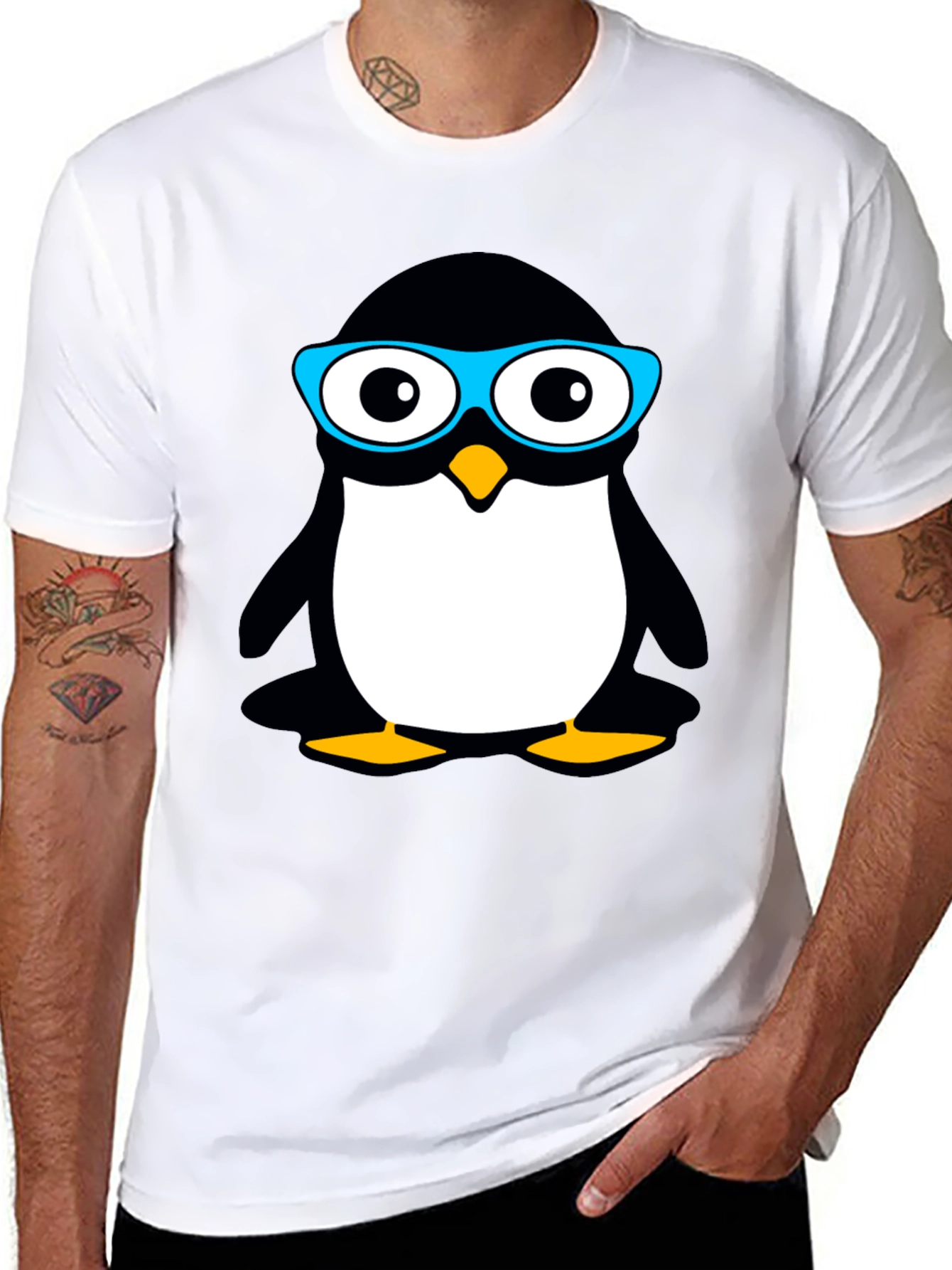 Black Cool Penguin Graphic T-Shirt view 8