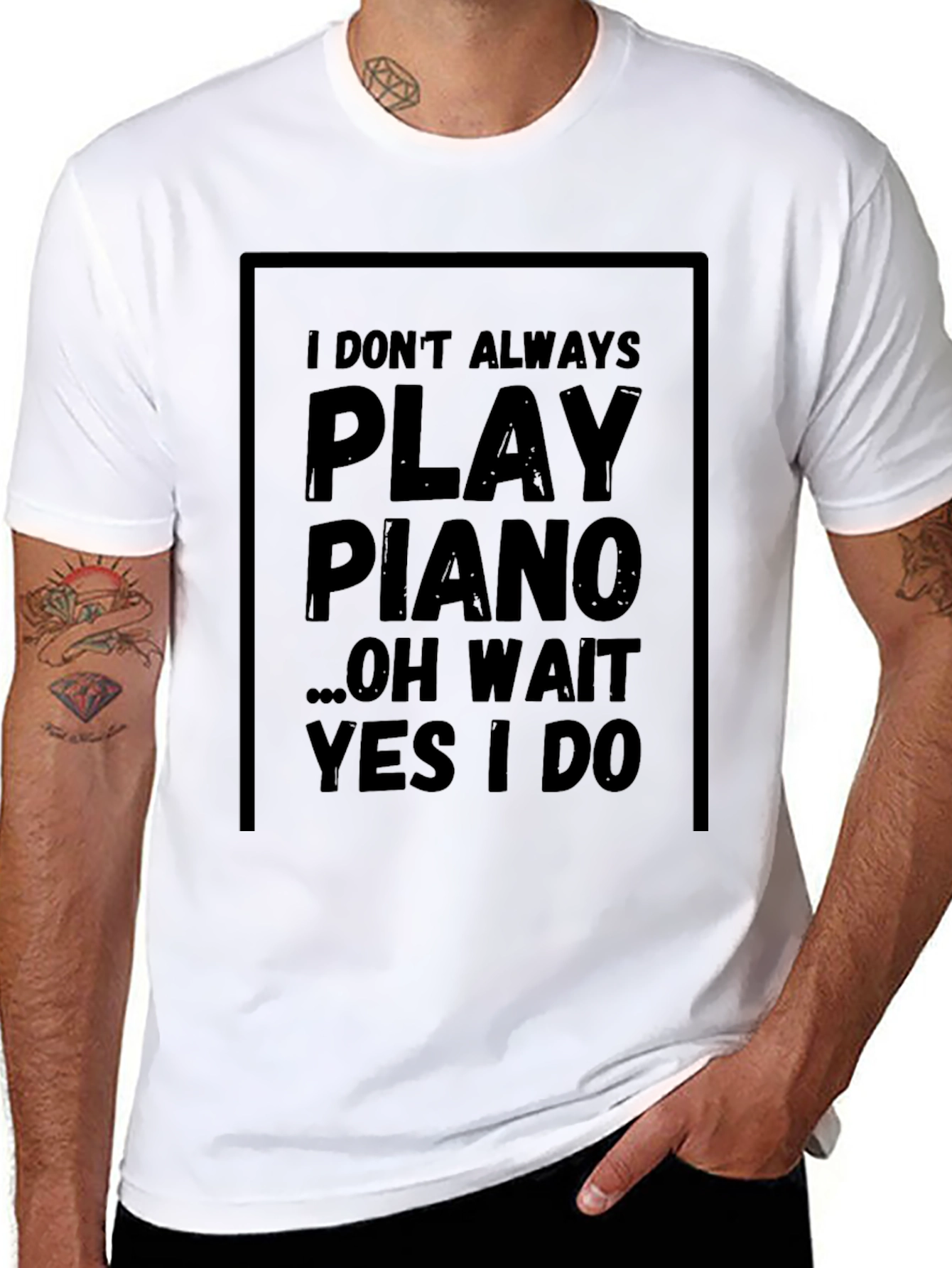 Black Piano Player Graphic Tee - Musician Humor T-Shirt view 8