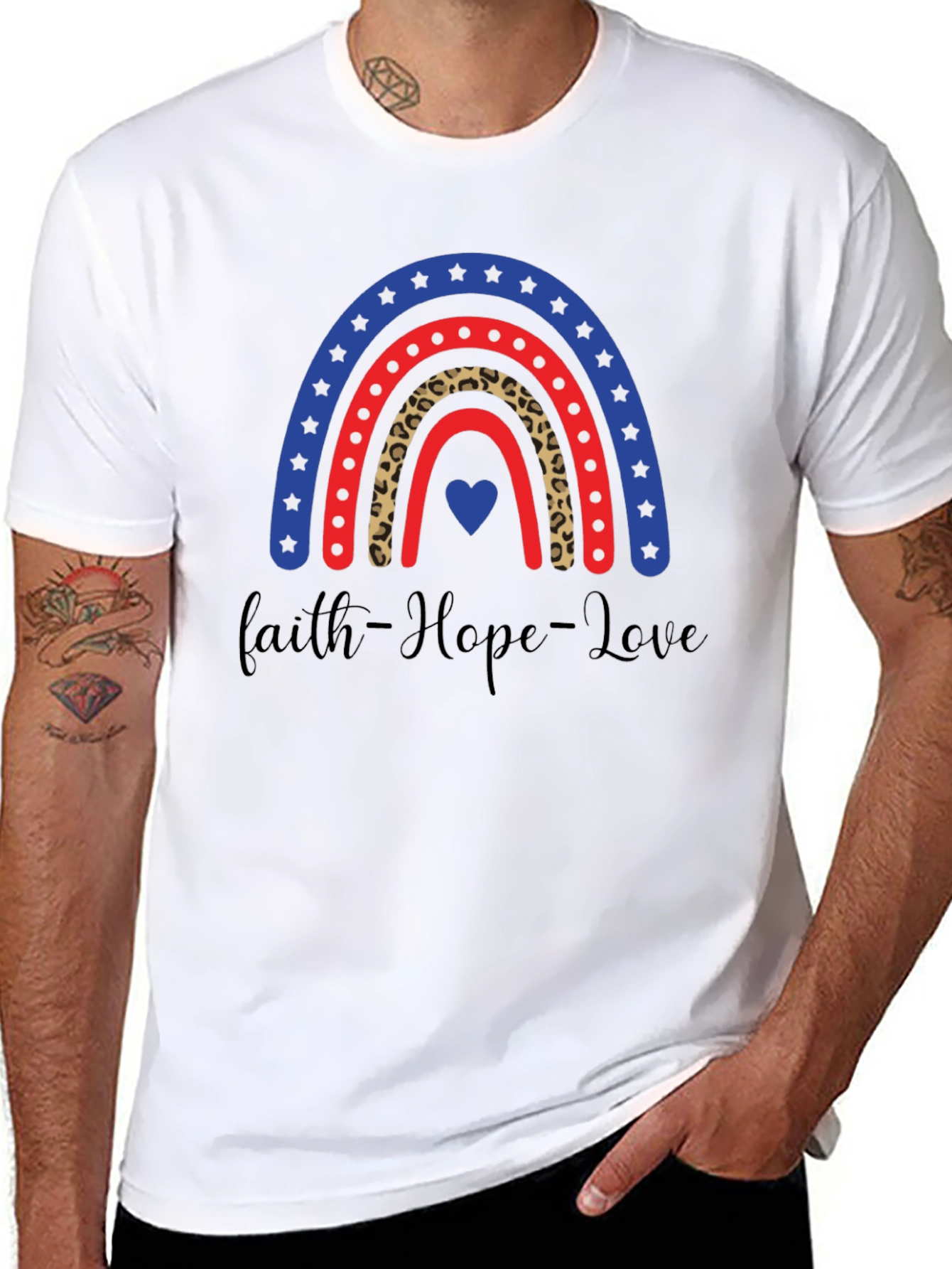 Black Faith Hope Love Rainbow Graphic Tee view 8