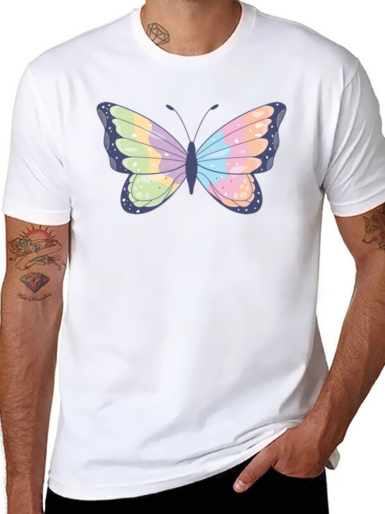 Black Butterfly Graphic Black T-Shirt view 8