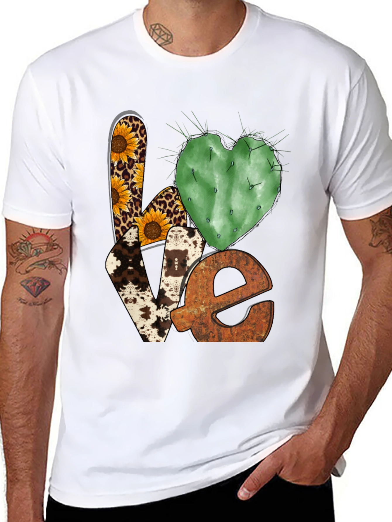 Black LOVE Western Graphic Tee - Cactus Heart view 8