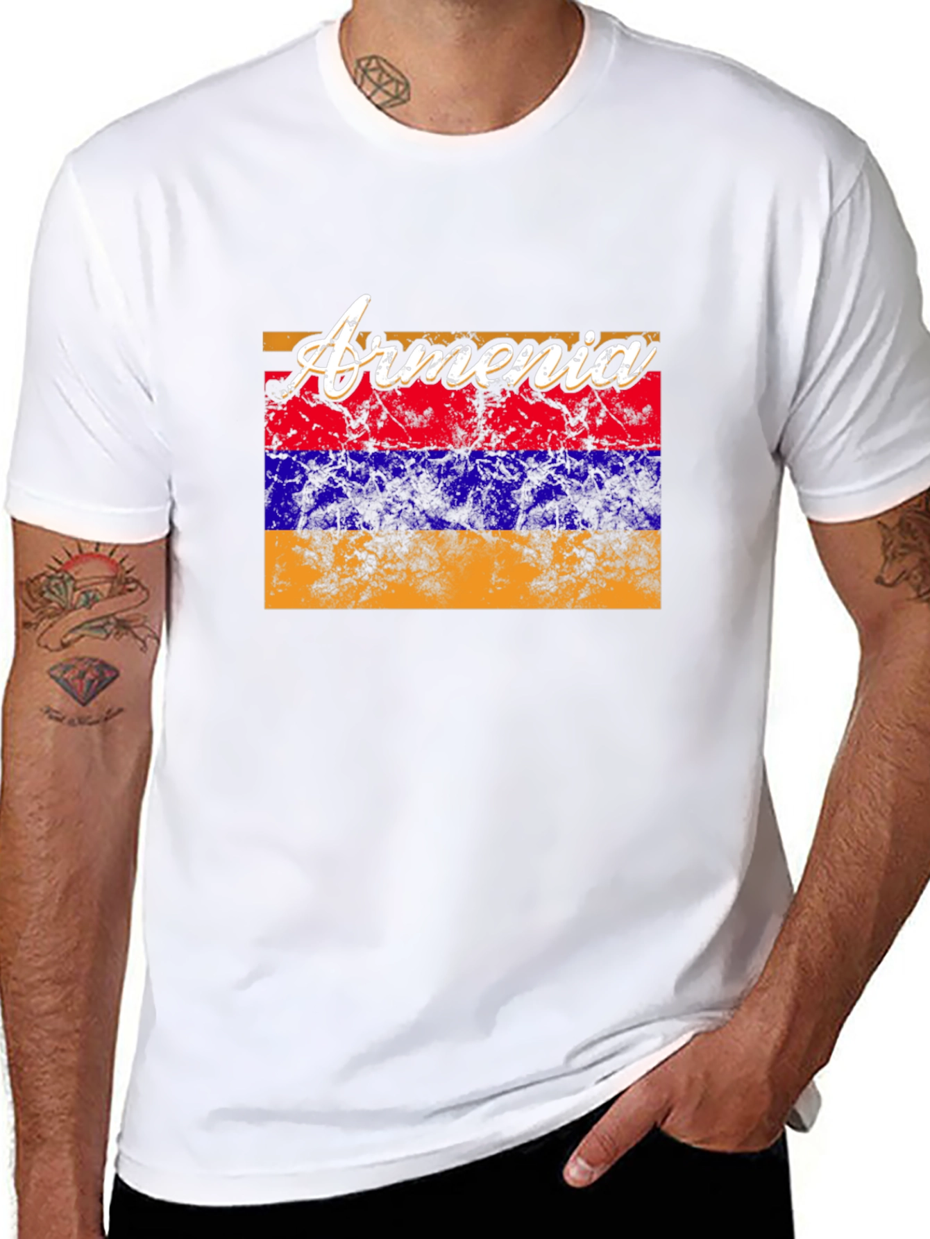 Armenia Flag T-Shirt Distressed Look - 8