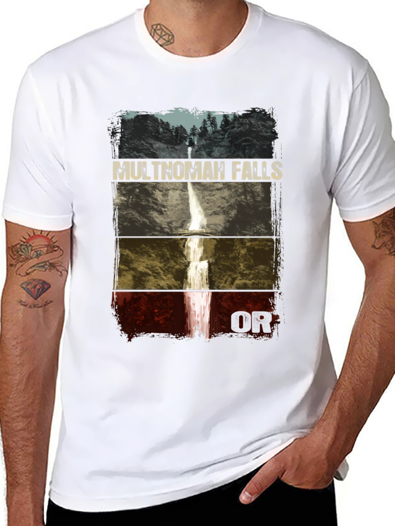 Black Multnomah Falls Graphic T-Shirt view 8
