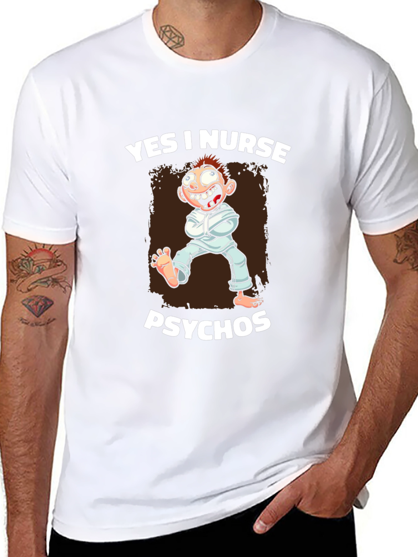 Black Yes I Nurse Psychos Graphic T-Shirt view 8