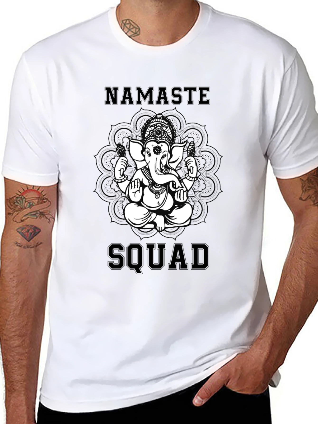 Black Namaste Squad Graphic Tee - Black Cotton T-Shirt view 8