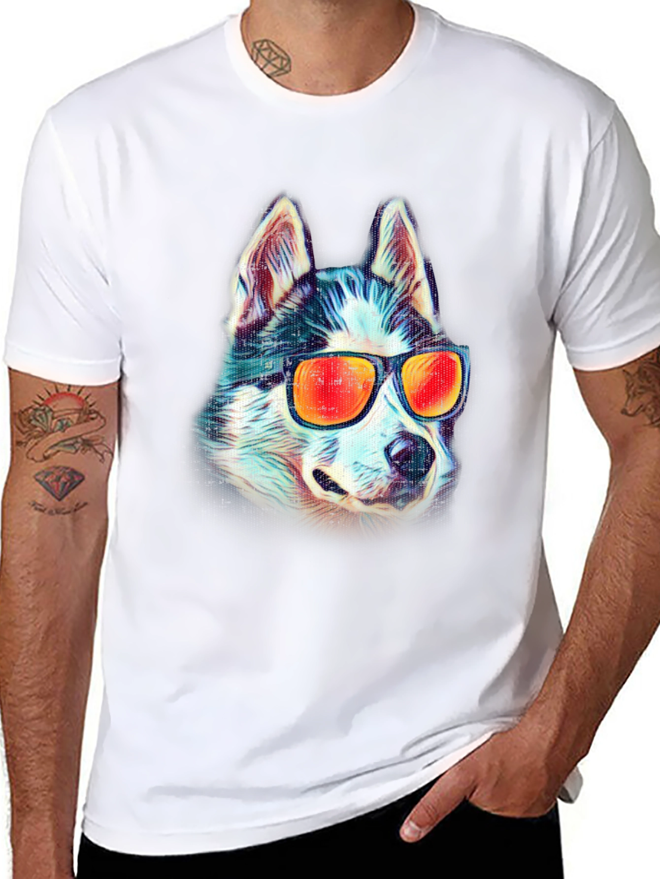 Black Cool Husky Graphic Tee - Black Cotton view 8