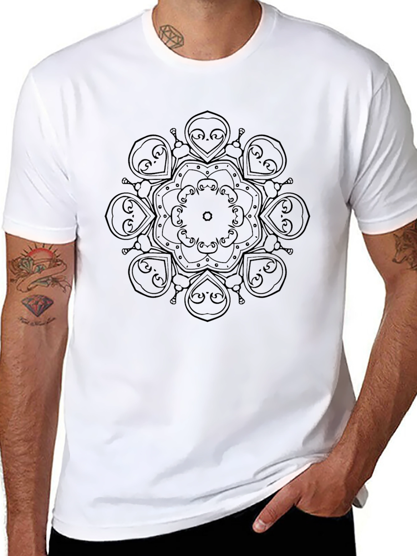 Black Black Mandala Graphic Tee - Stylish and Comfortable view 8