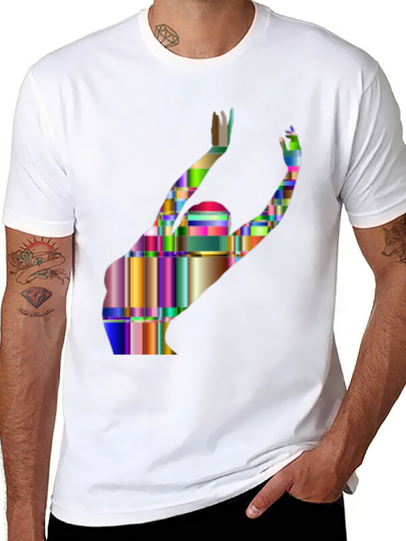 Black Abstract Geometric Silhouette T-Shirt view 8