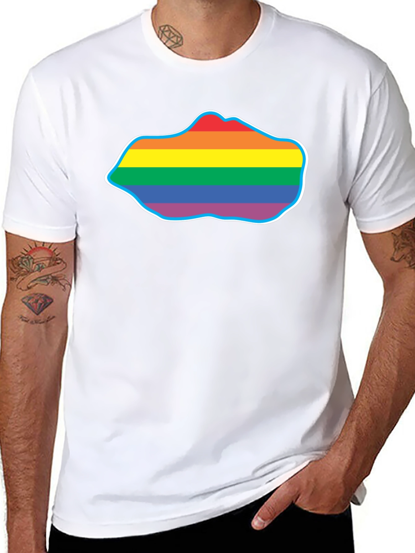 Black Pride Rainbow Cloud T-Shirt - Black Crew Neck view 8