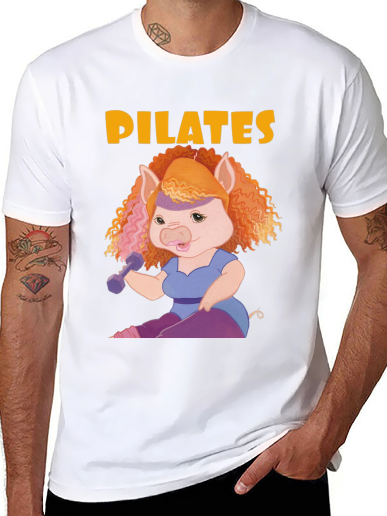 Black Pilates Pig T-Shirt view 8