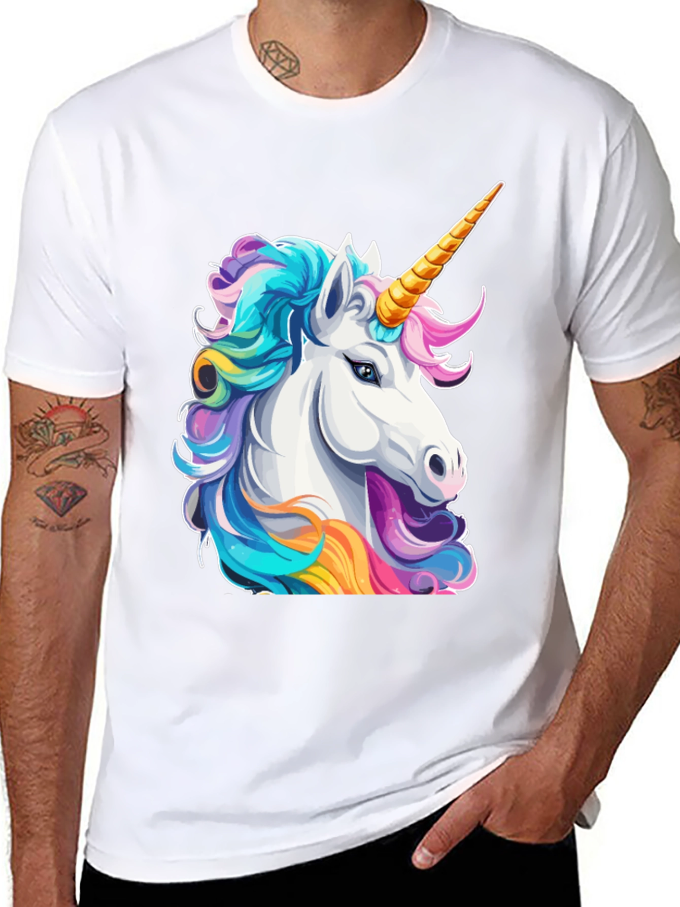 Black Unicorn Graphic Tee - Black Cotton T-Shirt view 8