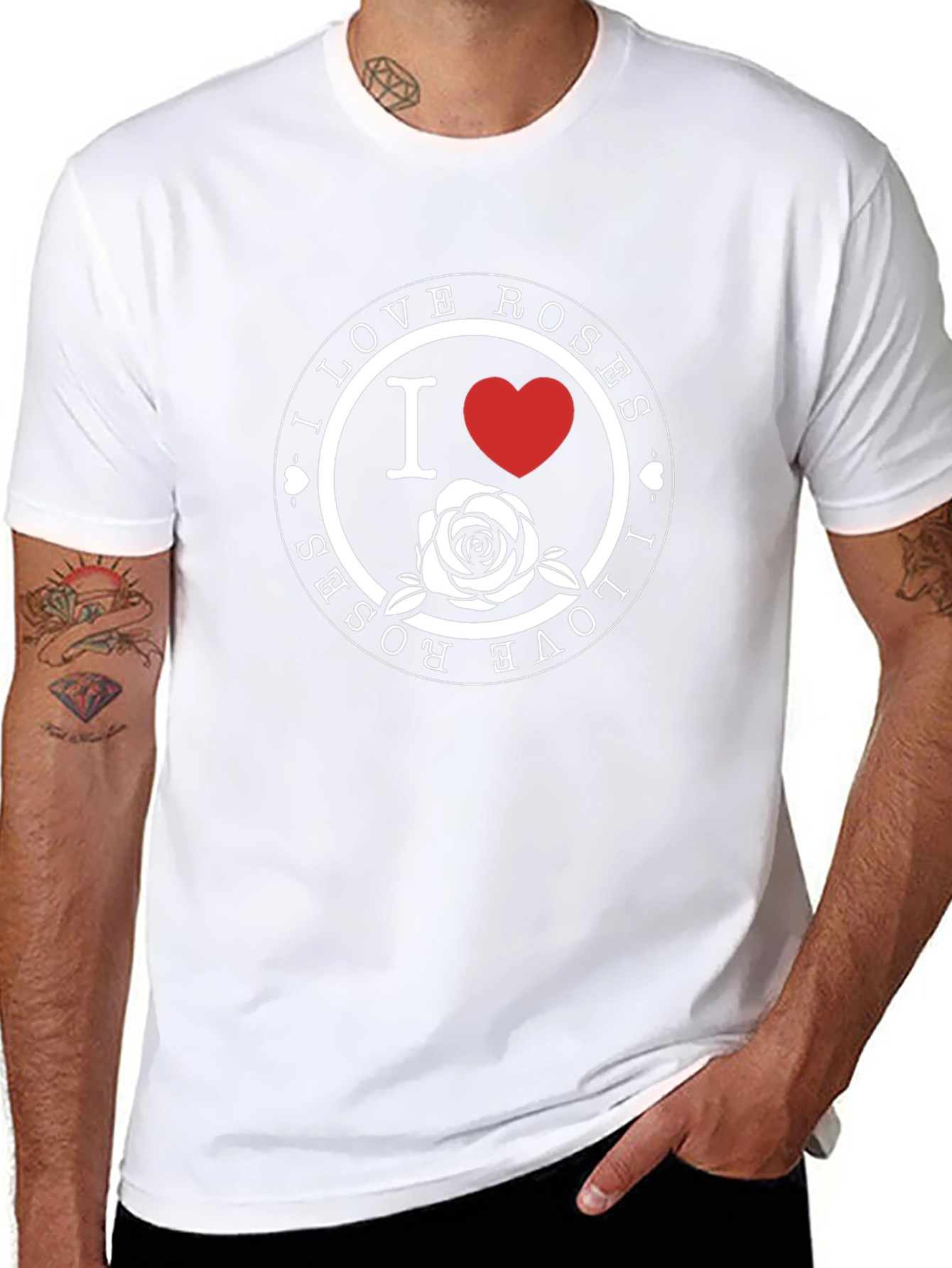 Black I Love Roses T-Shirt - Stylish Graphic Tee view 8