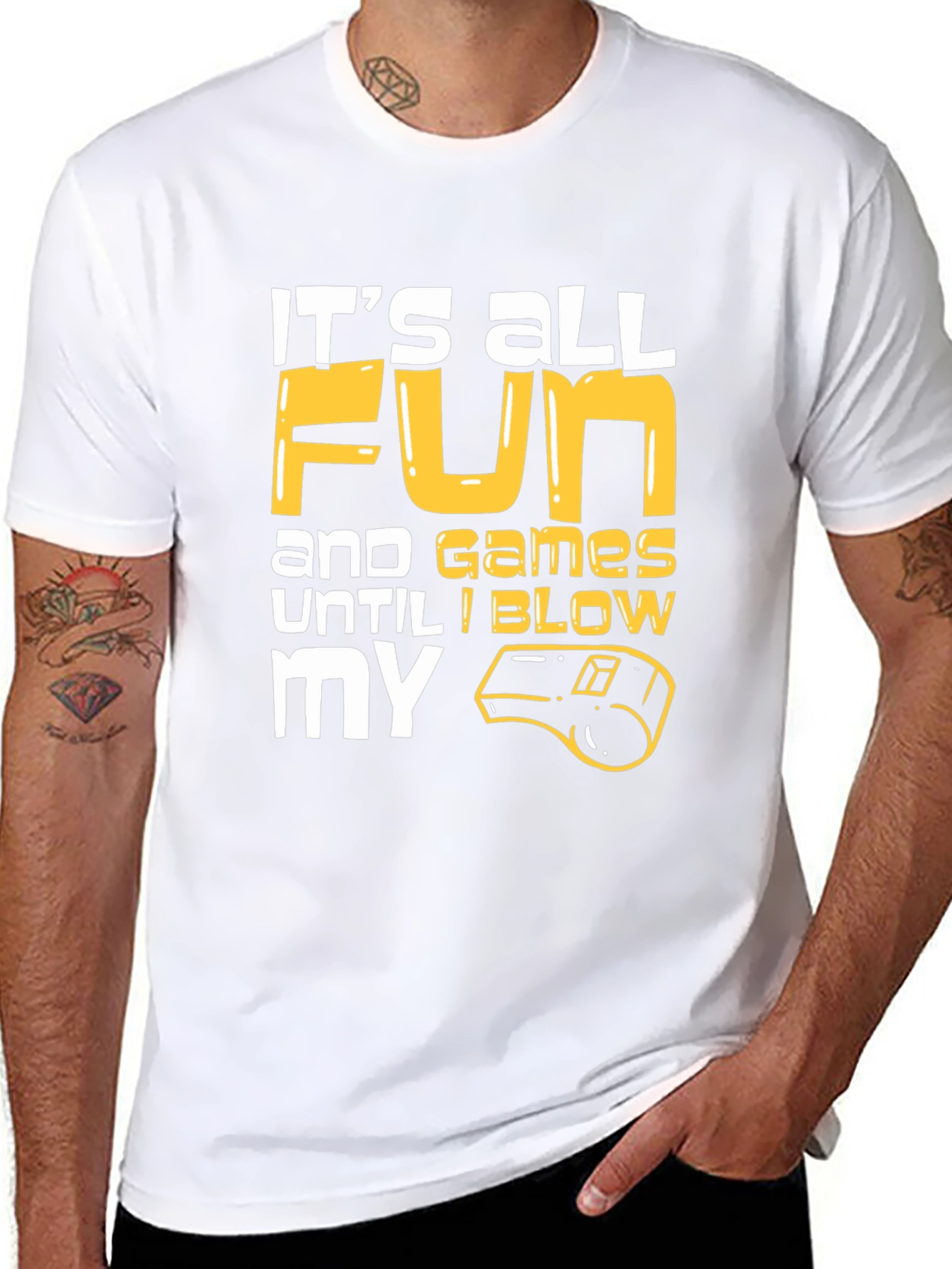 Black Funny Referee T-Shirt: It's All Fun and Games Until I Blow My Whistle view 8