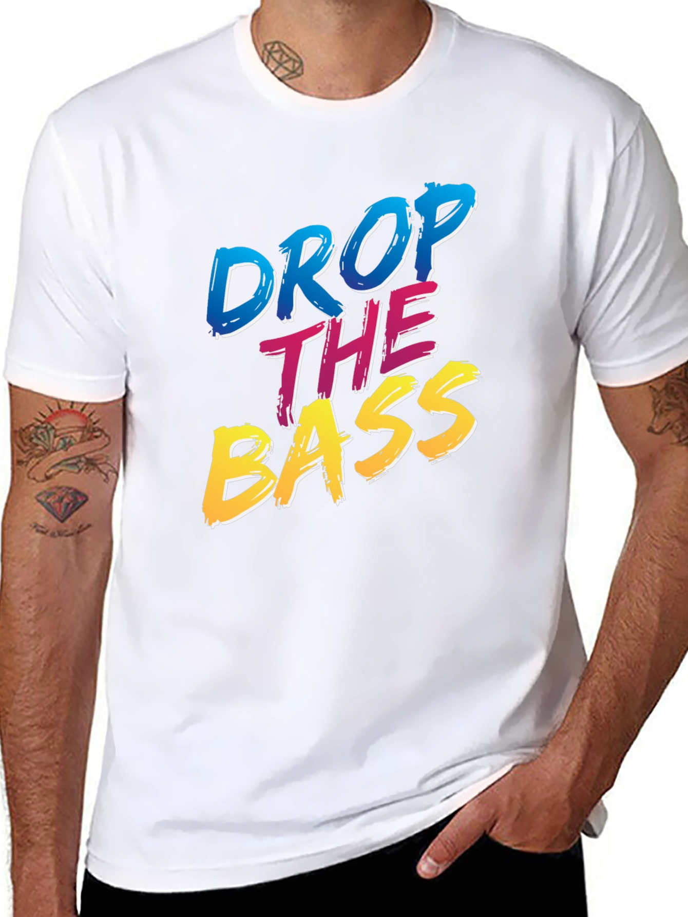 Black Drop The Bass T-Shirt - Black Cotton Blend view 8