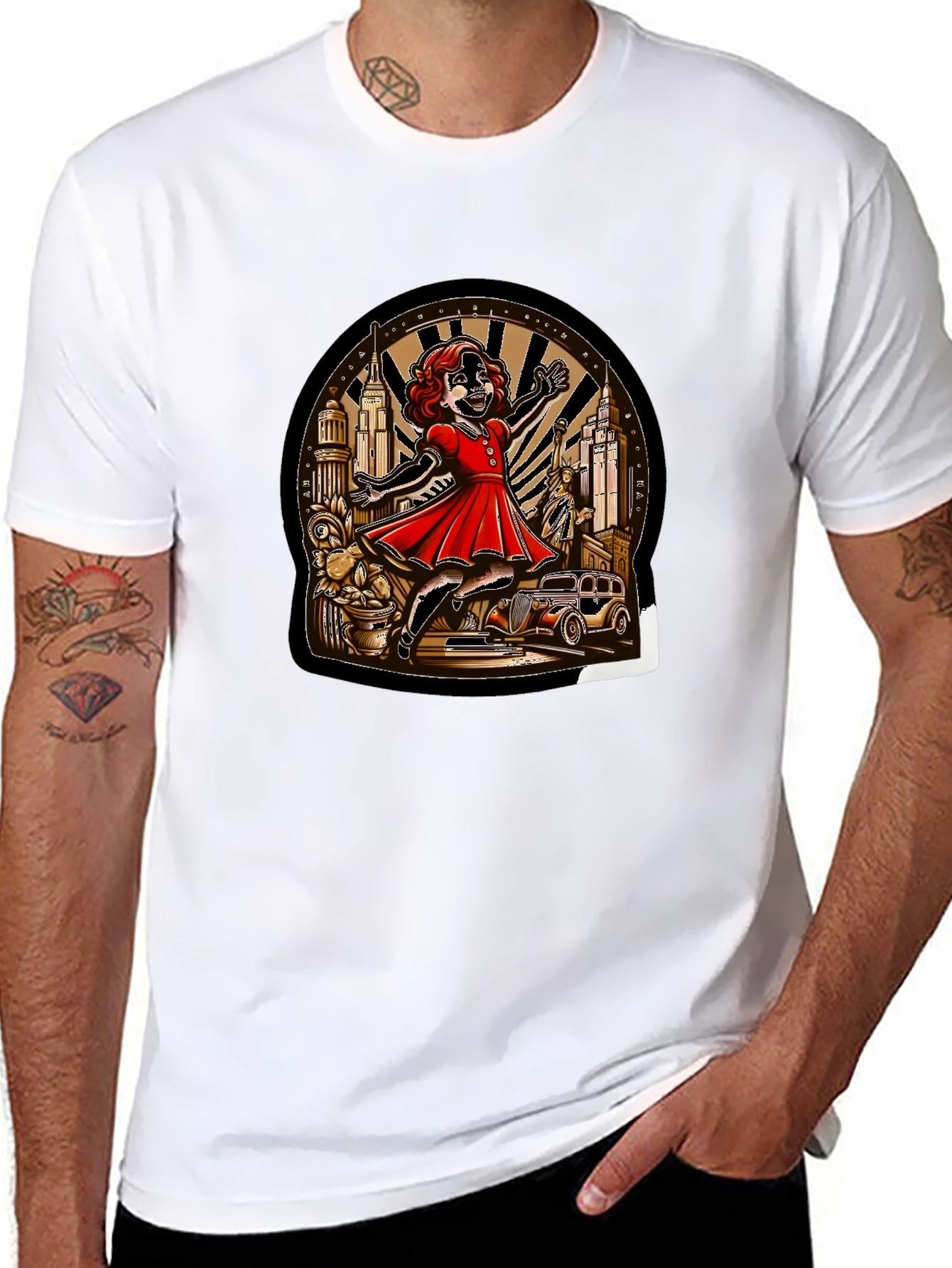 Black Vintage Cartoon Art T-Shirt view 8