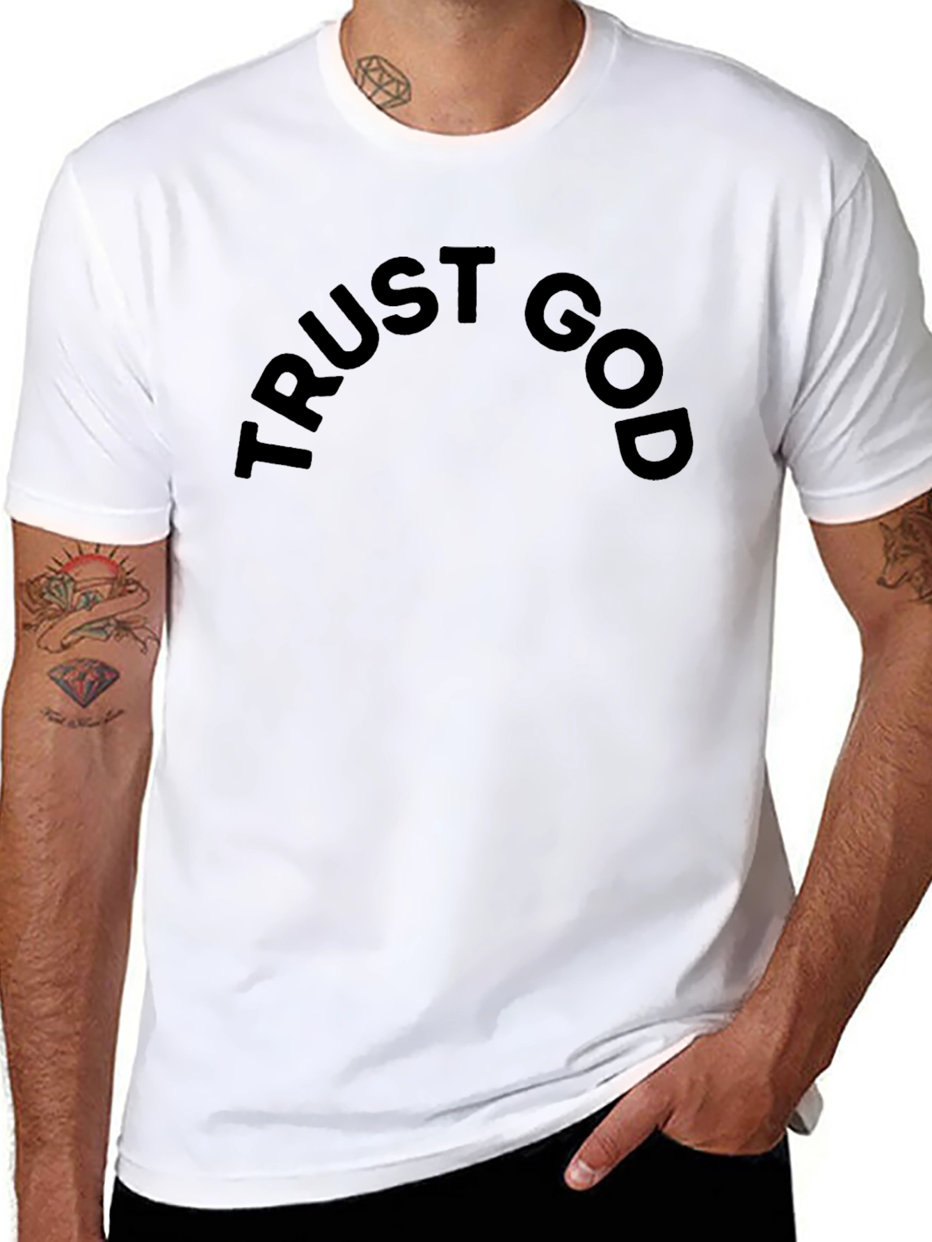 Black Trust God Black T-Shirt - Stylish Faith Apparel view 8