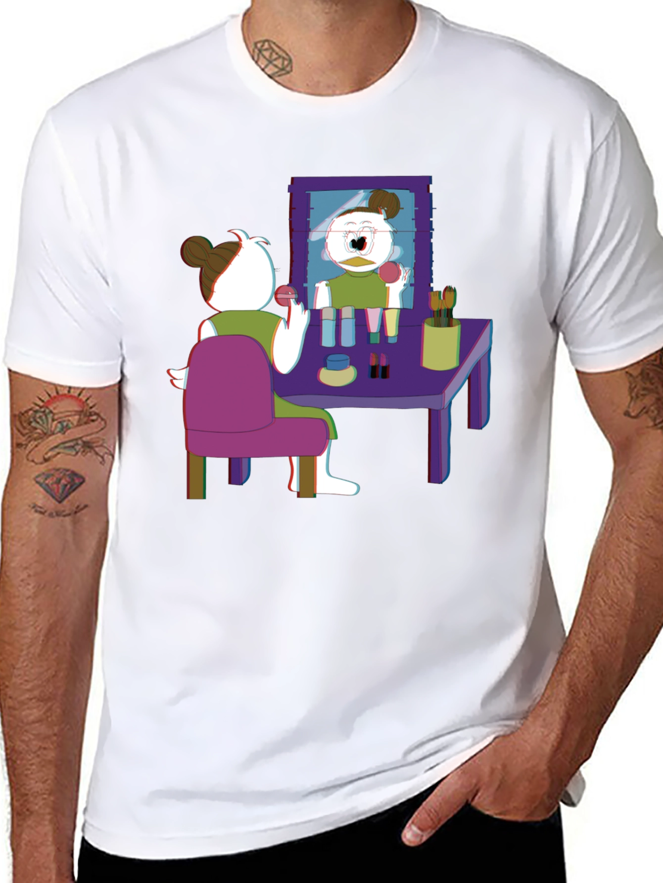 Black Makeup Duck Graphic Tee - Unique Design view 8