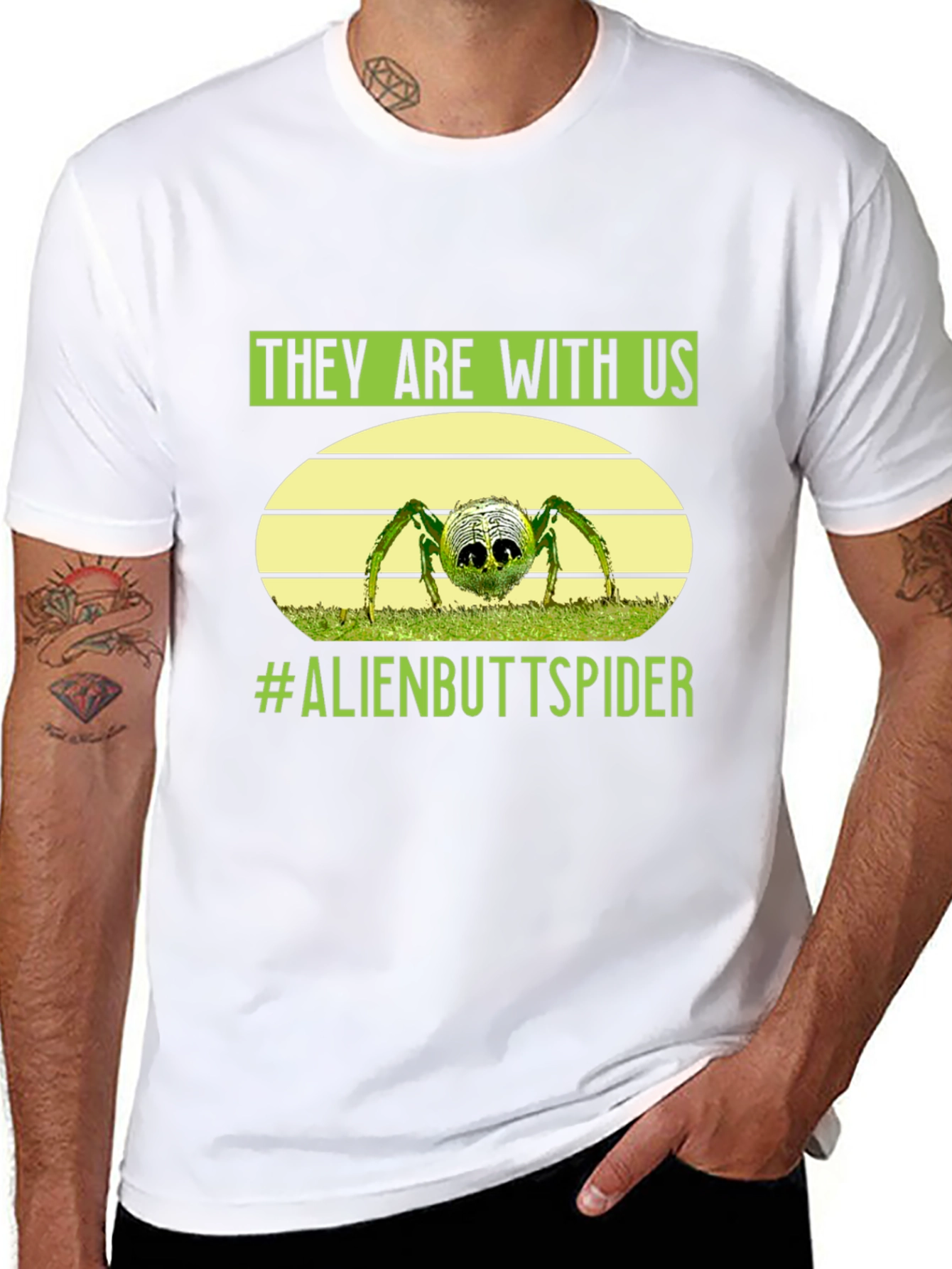 Black Alien Butt Spider Graphic Tee view 8