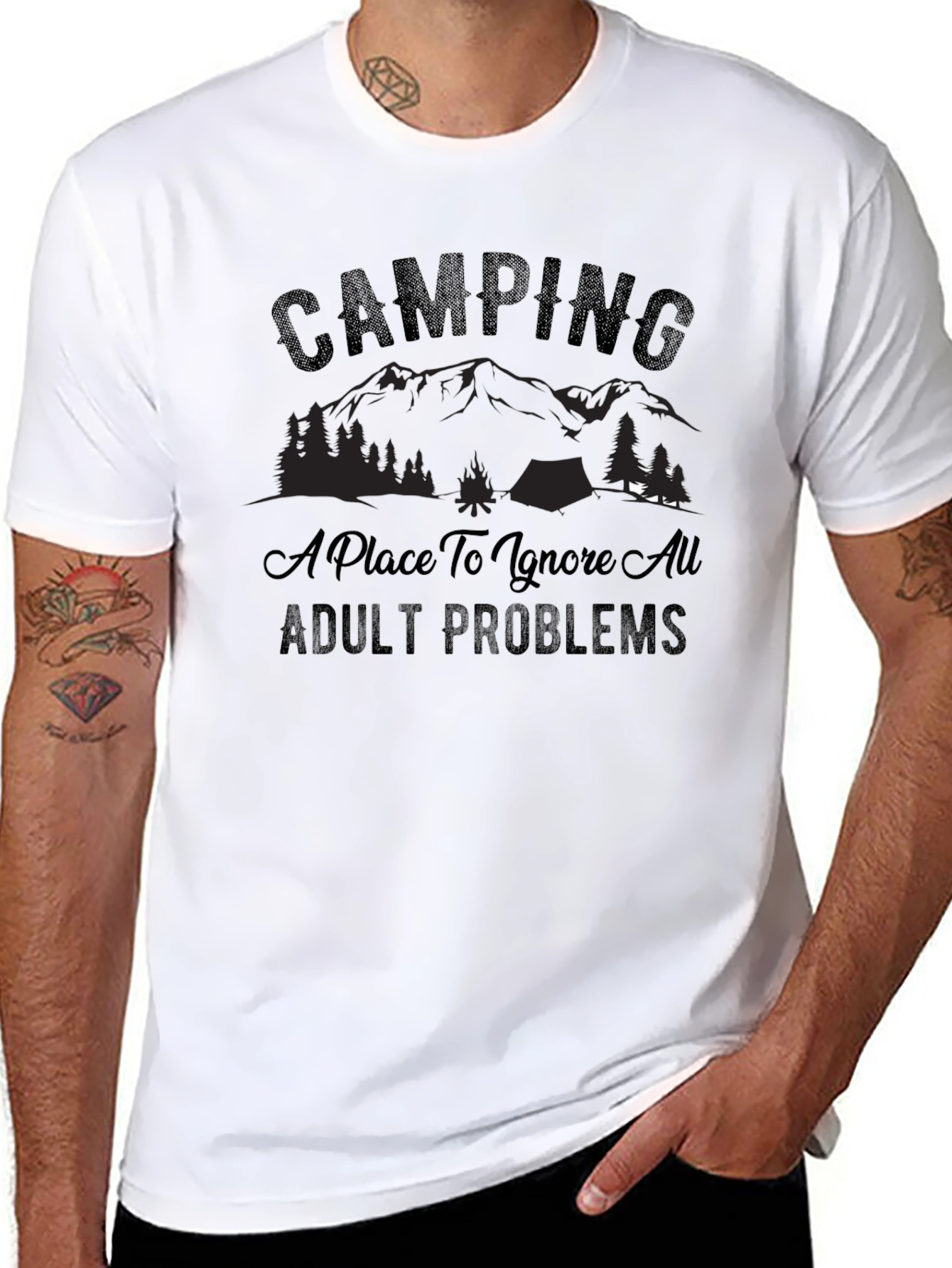 Black Camping: Ignore Adult Problems T-Shirt view 8