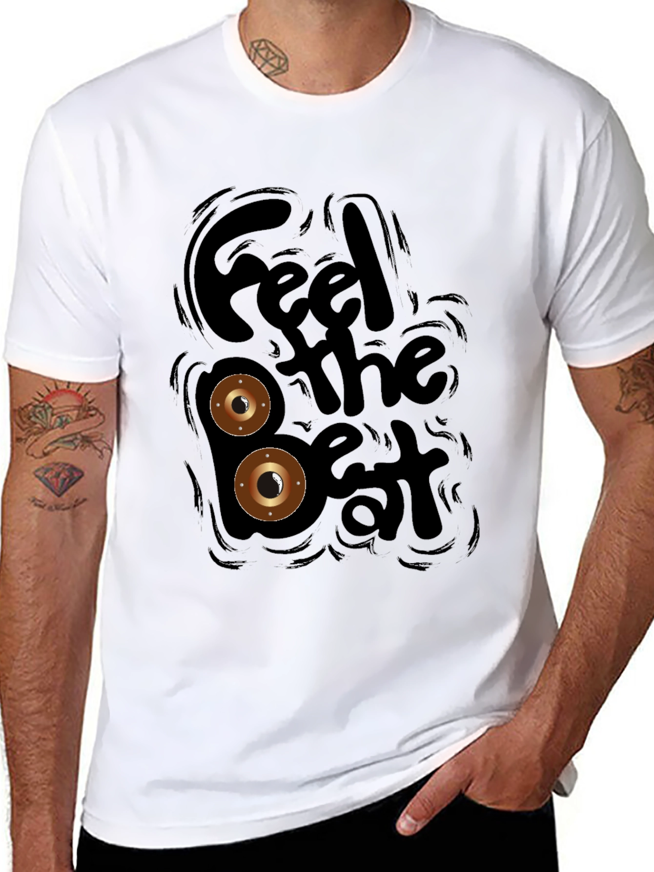 Black Feel the Beat Black Graphic Tee view 8