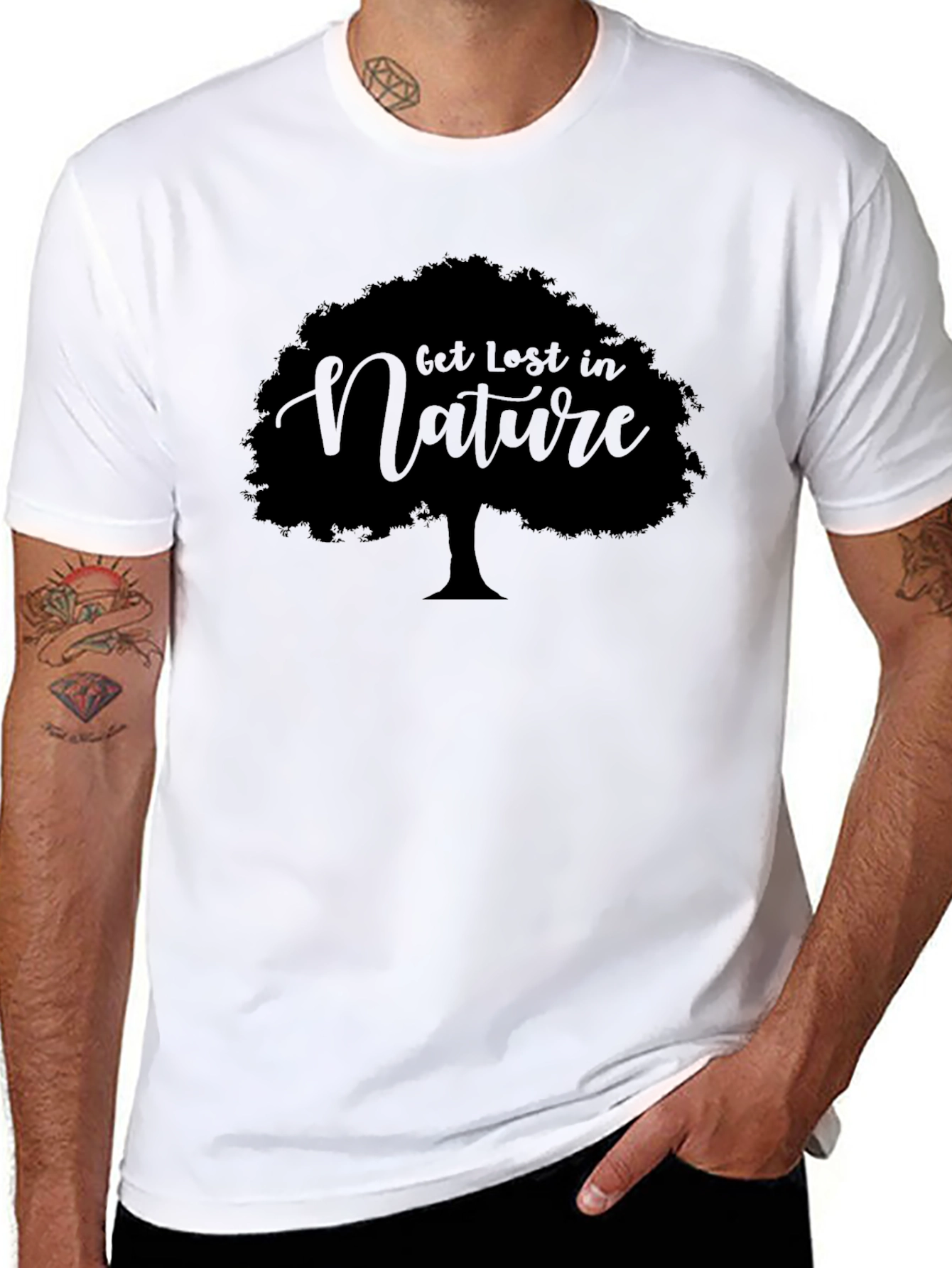 Black Get Lost in Nature Tree Graphic Tee - Black view 8