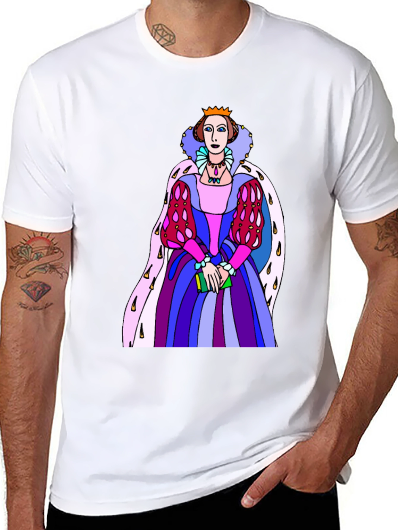 Black Queen Elizabeth Graphic T-Shirt - Novelty Tee view 8