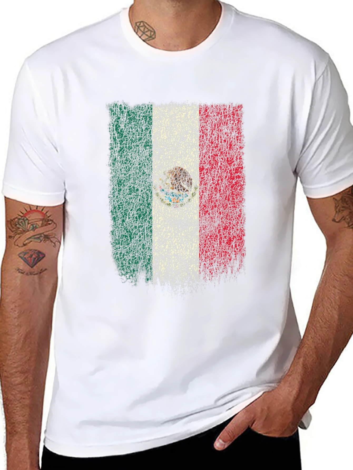 Mexico Flag T-Shirt - Distressed Graphic Tee - 8