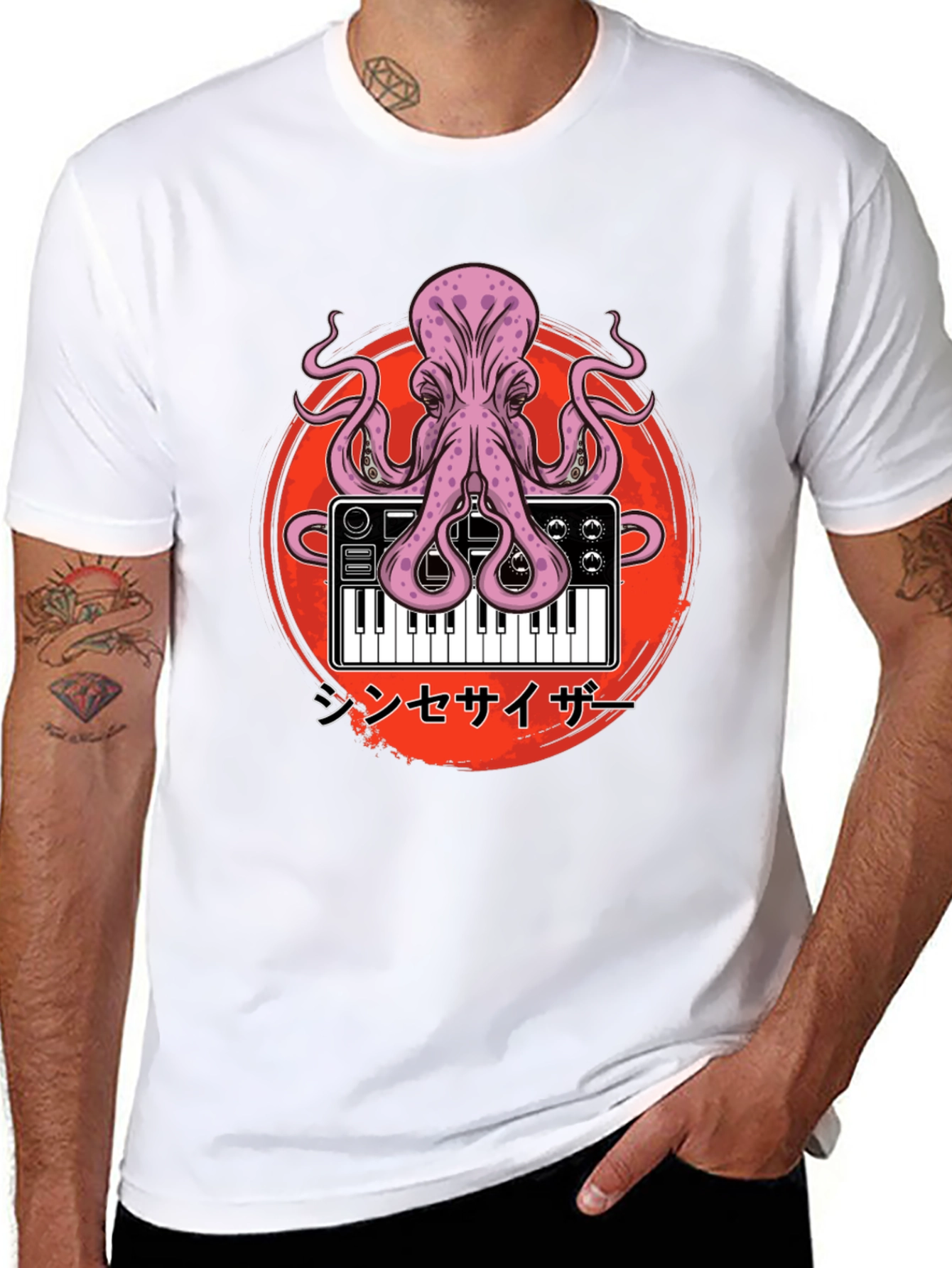 Black Octopus Synth T-Shirt - Unique Graphic Tee view 8