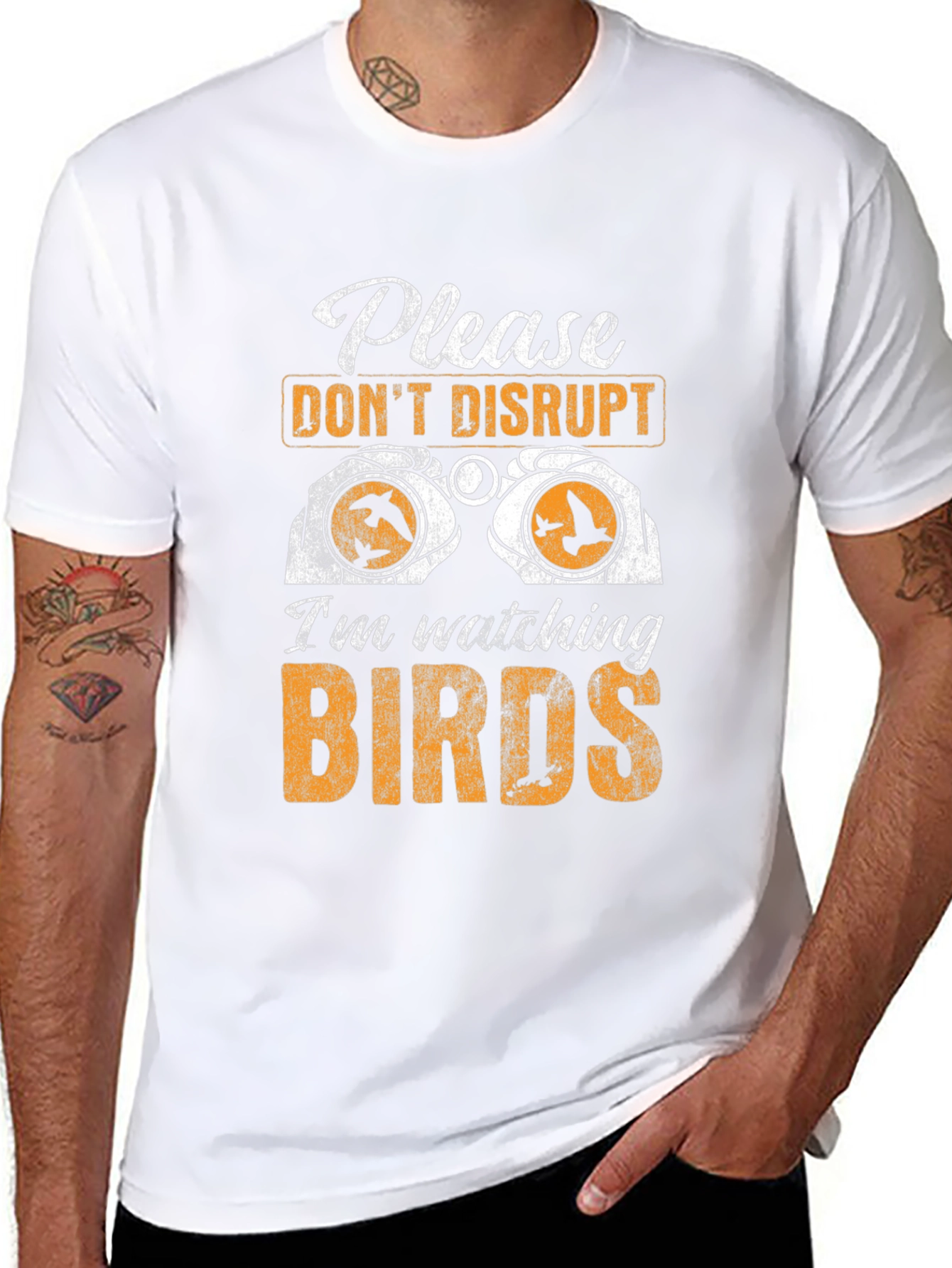 Black Bird Watching Graphic Tee - Do Not Disturb Birdwatcher T-Shirt view 8