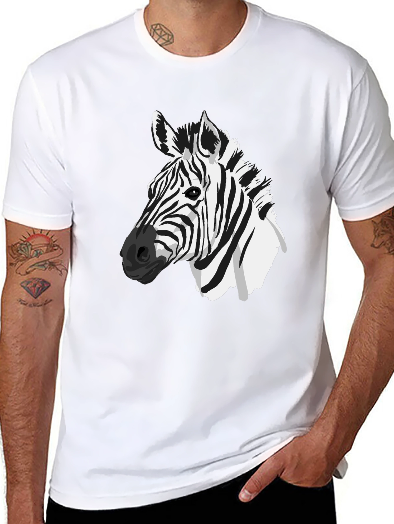 Black Zebra Graphic Tee - Black Casual T-Shirt view 8