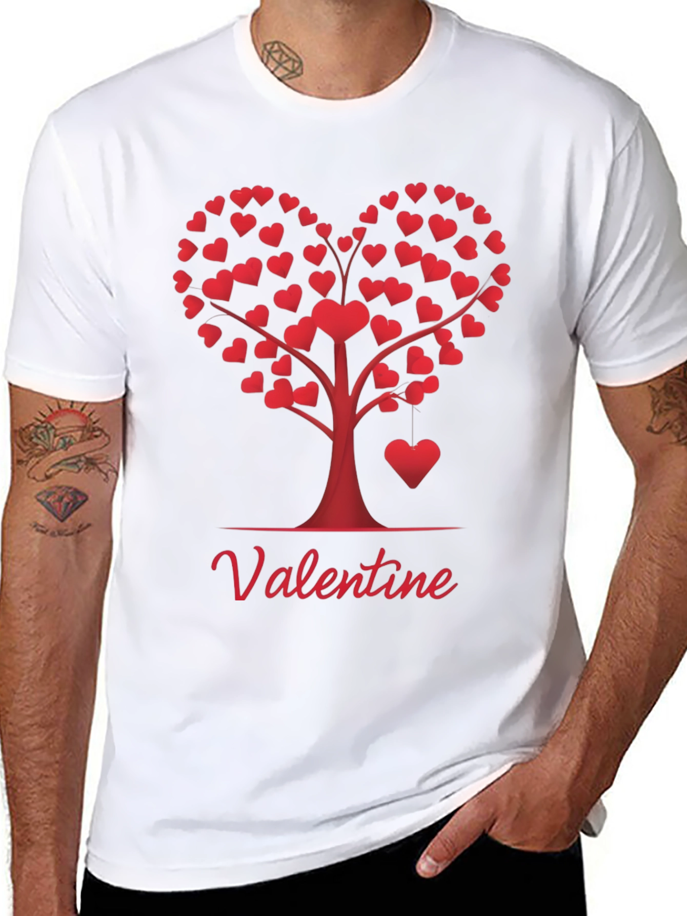 Black Valentine Heart Tree Graphic Tee view 8