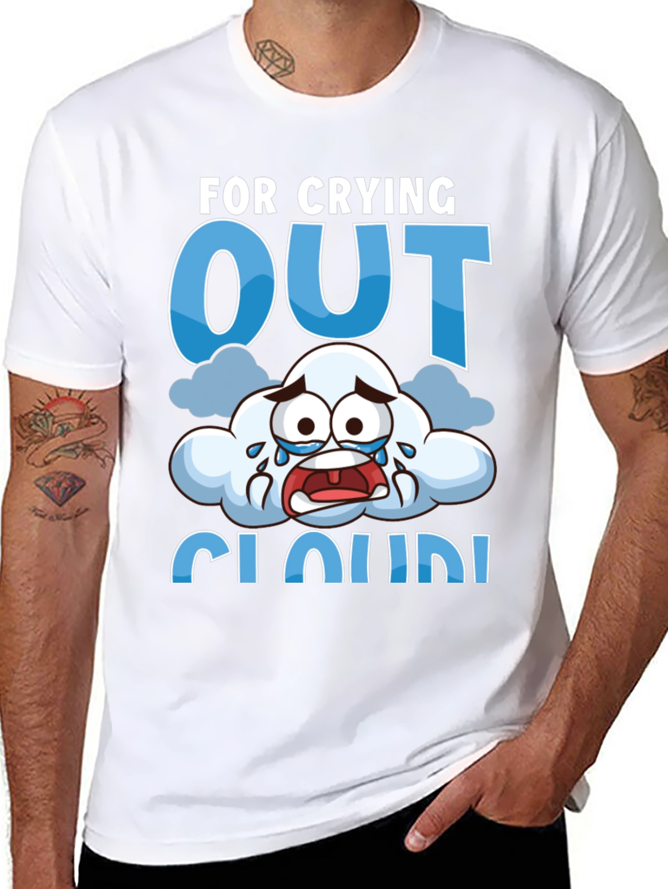 Black Crying Cloud T-Shirt - Funny Graphic Tee view 8
