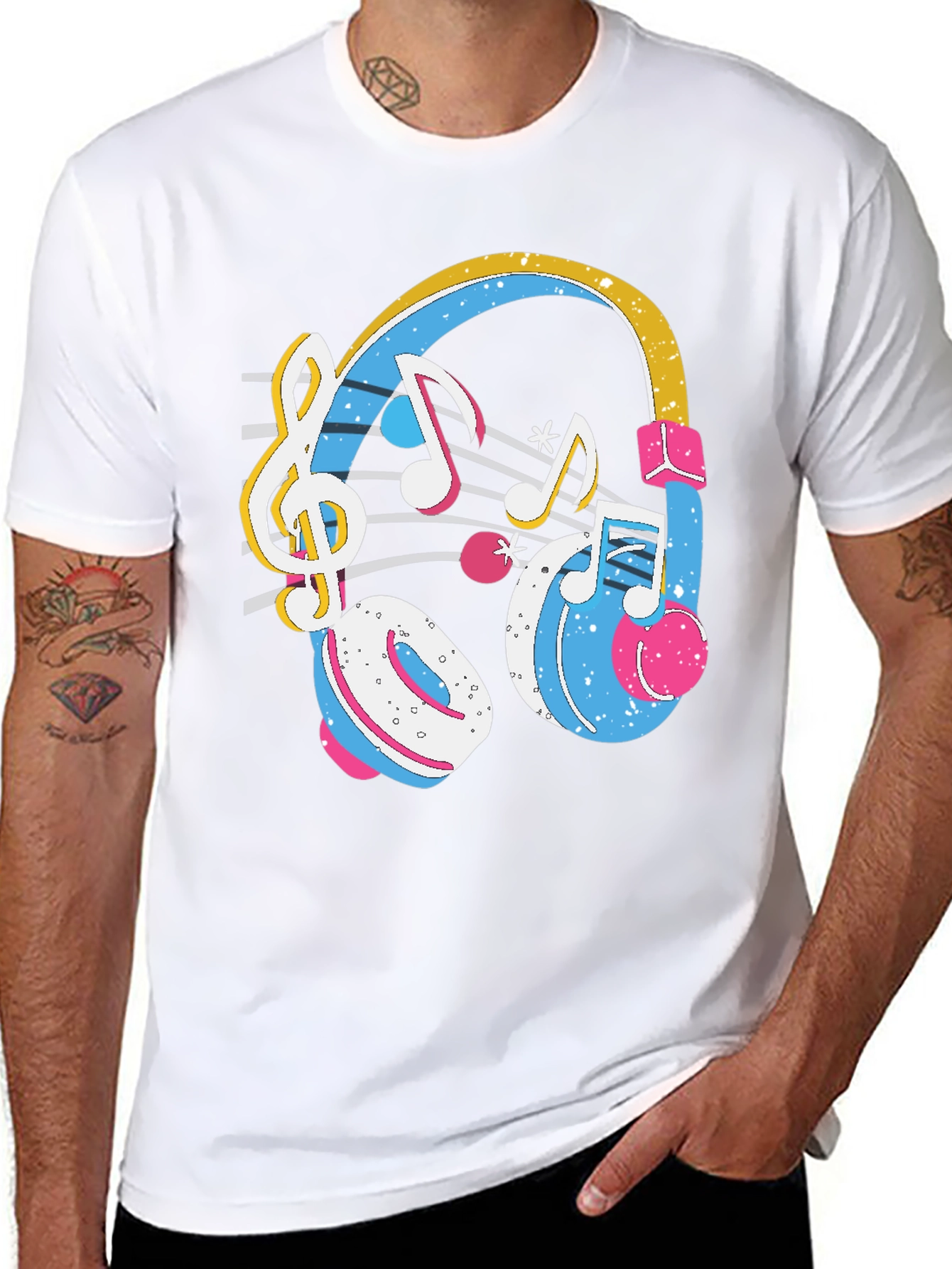 Black Music Headphones T-Shirt - Stylish Graphic Tee view 8