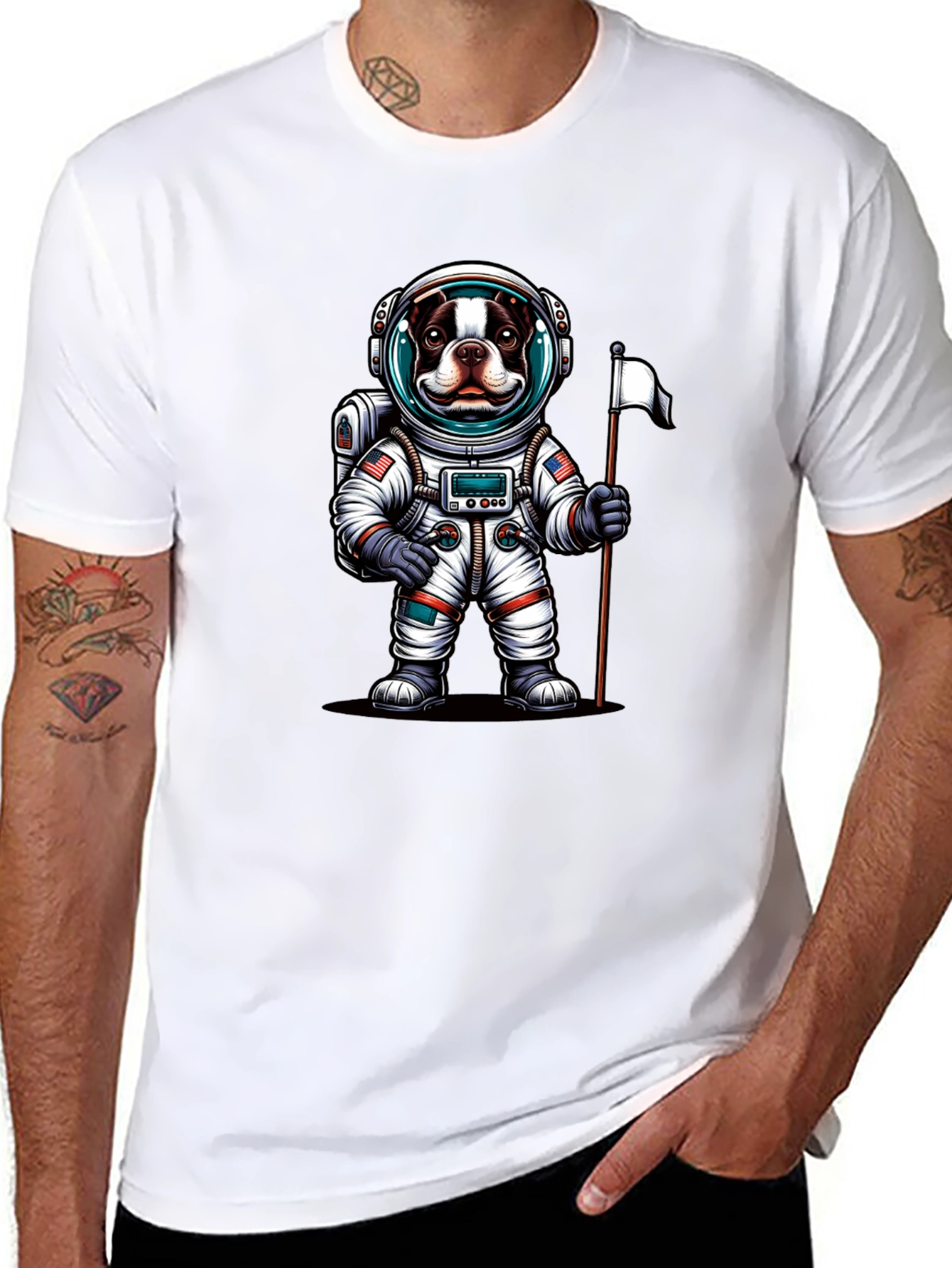 Black Dog Astronaut Graphic Tee - Black Casual T-Shirt view 8