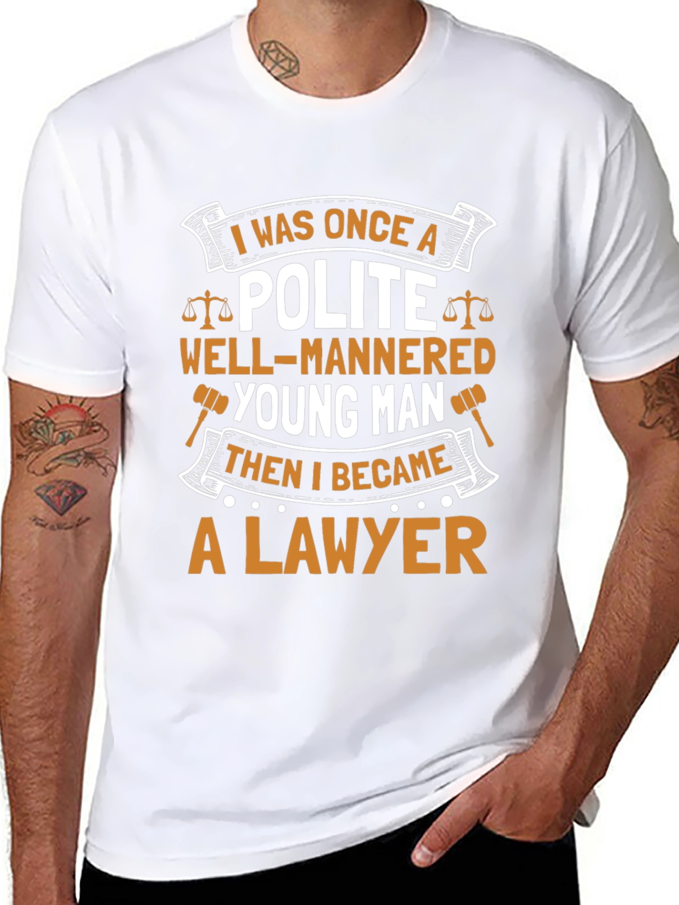 Lawyer T-Shirt: Polite Well-Mannered Young Man Graphic Tee - 8