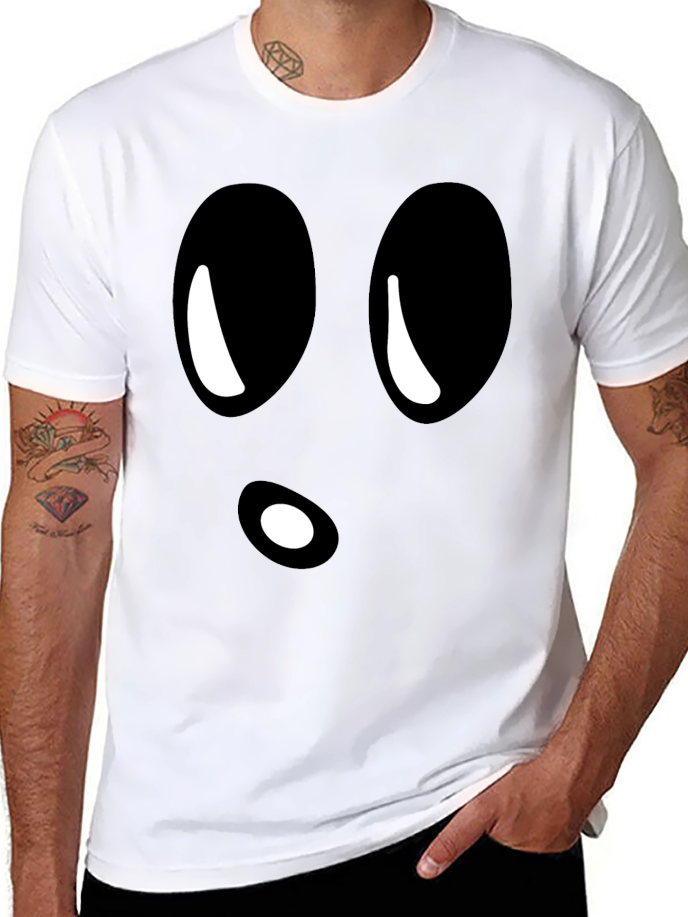 Black Funny Ghost Face Black T-Shirt view 8