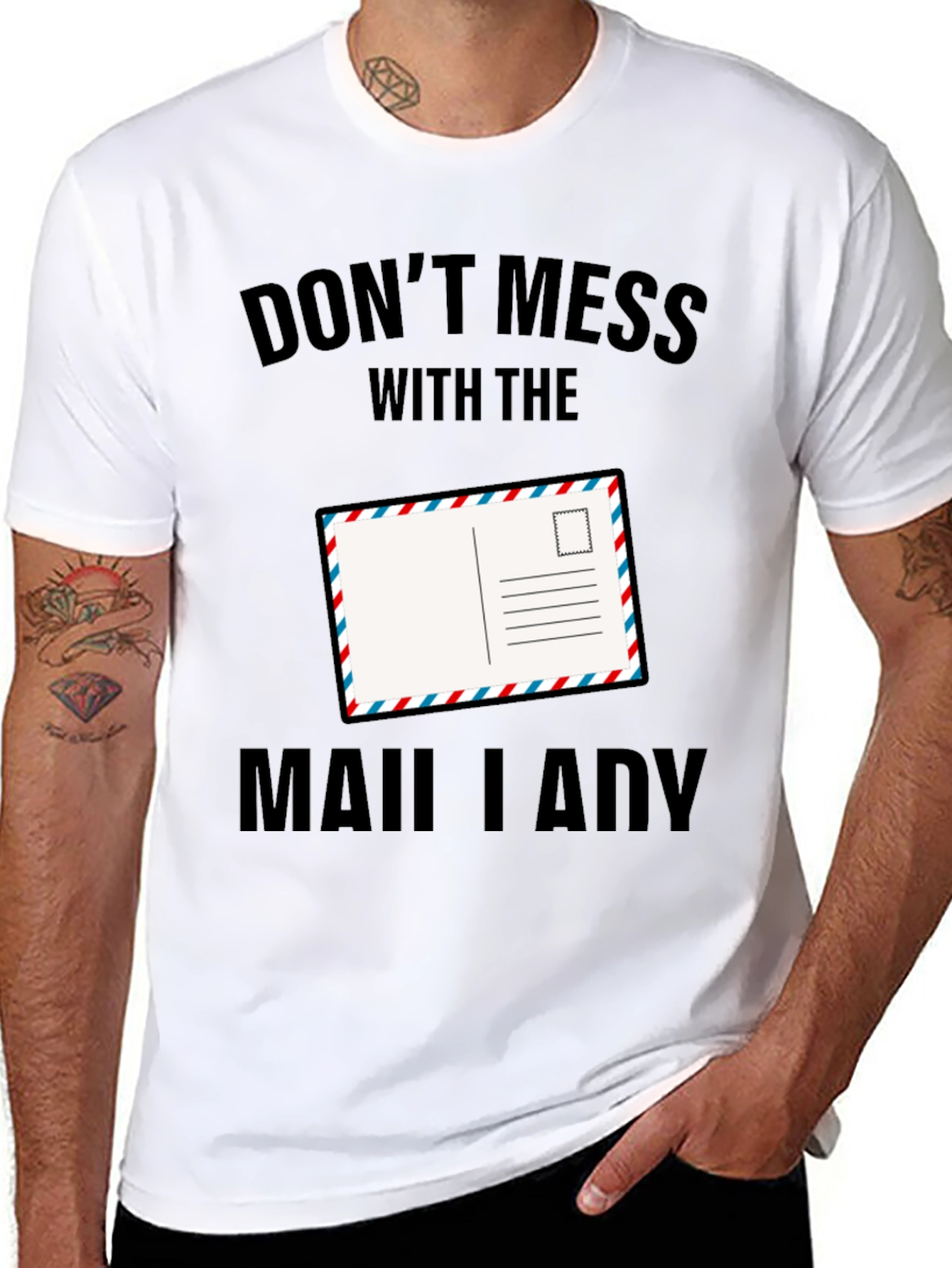 Black Don't Mess with the Mail Lady T-Shirt view 8
