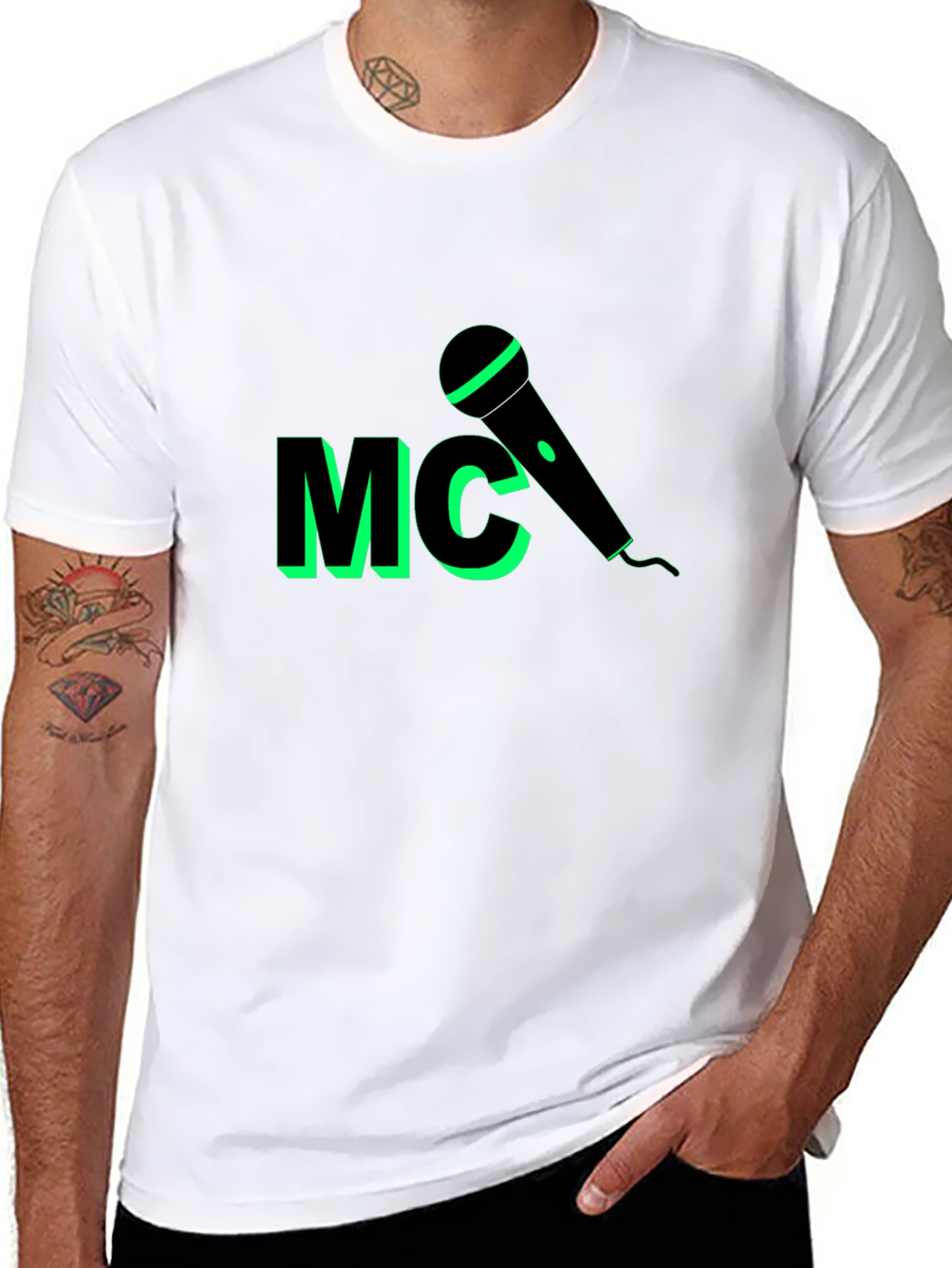 Black MC Microphone Black Graphic Tee view 8