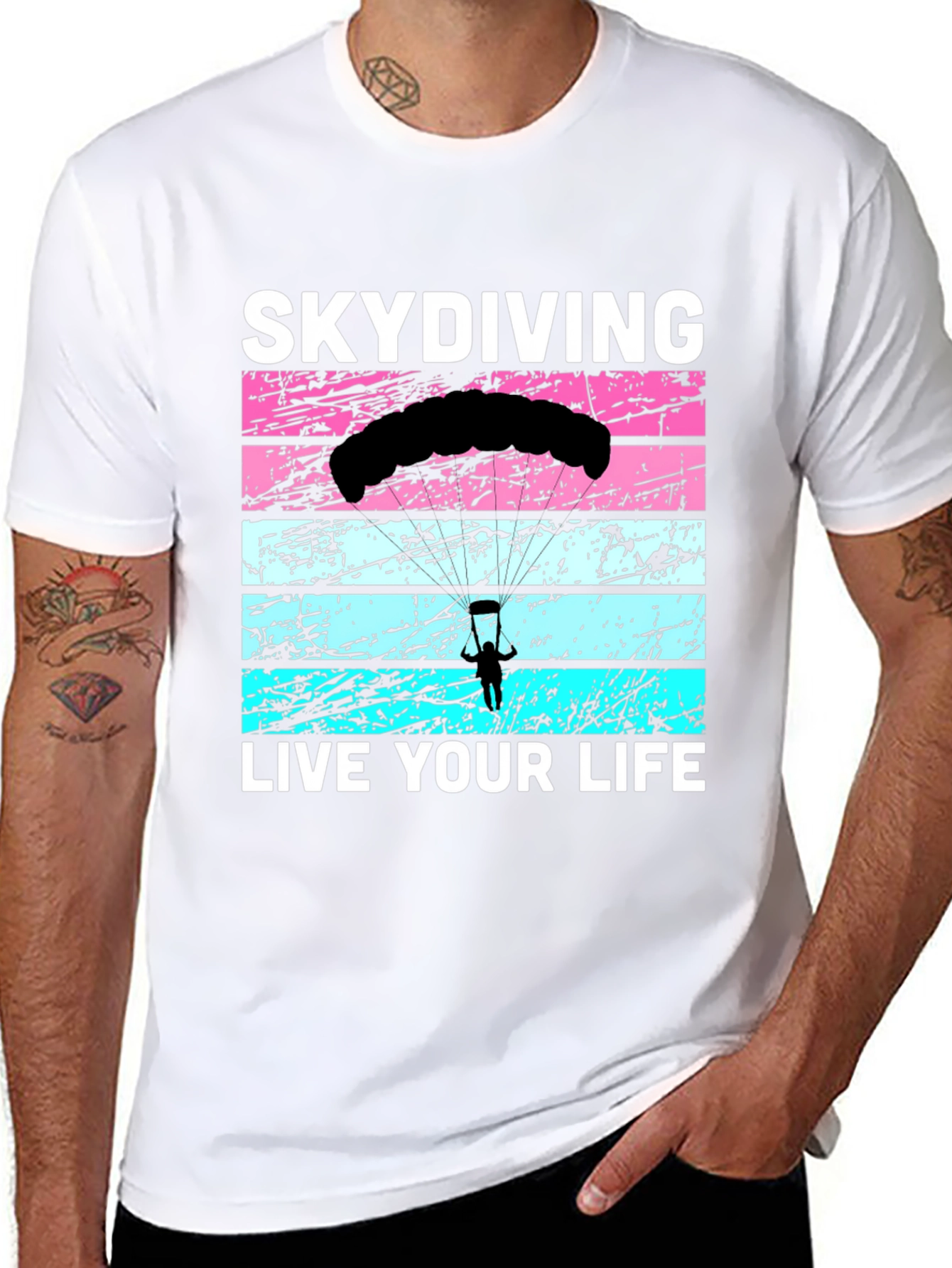 Black Skydiving Live Your Life Graphic Tee view 8