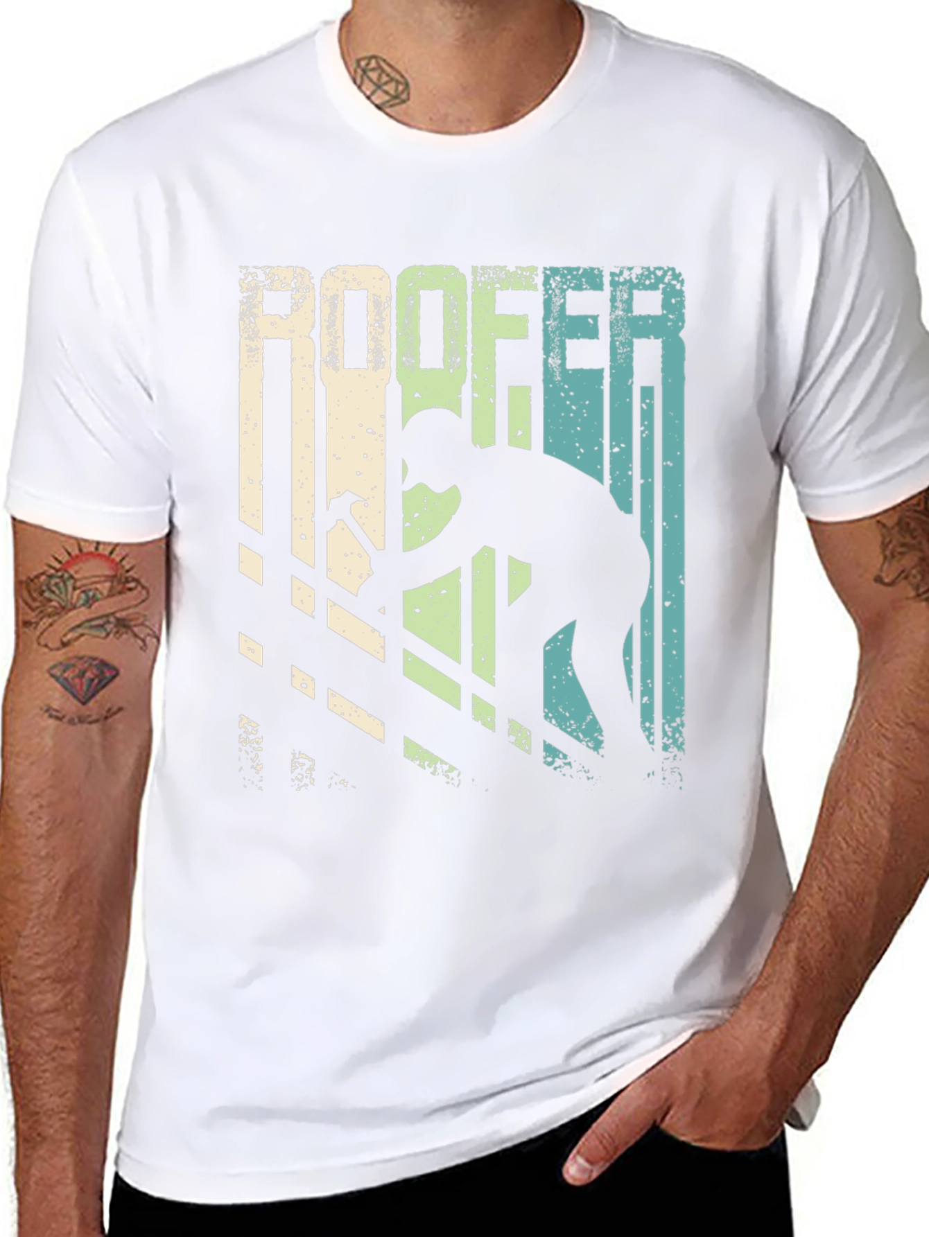 Black Roofer T-Shirt Vintage Design view 8