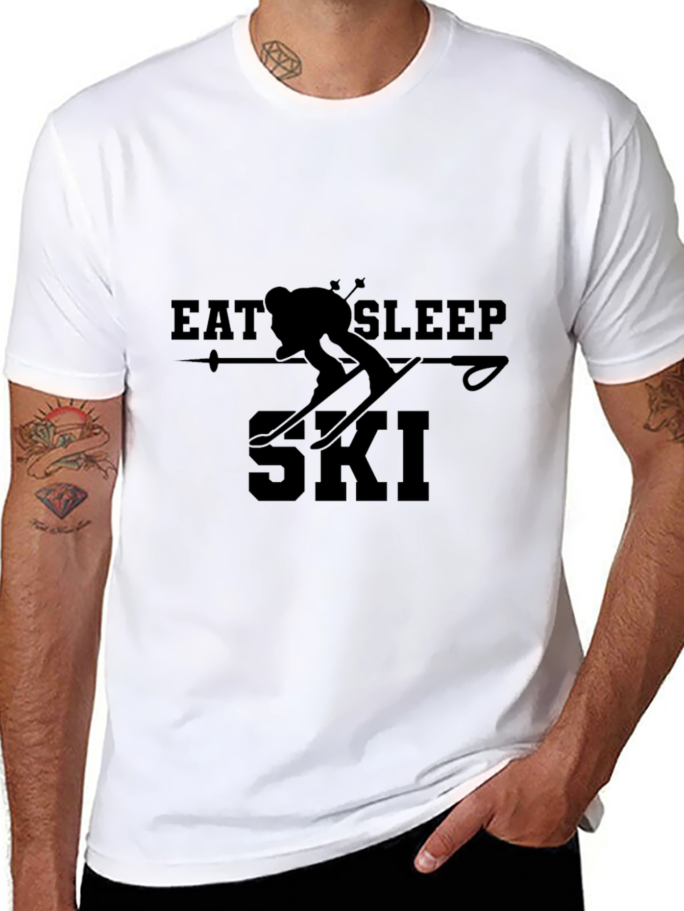 Black Eat Sleep Ski T-Shirt - Skiing Apparel view 8