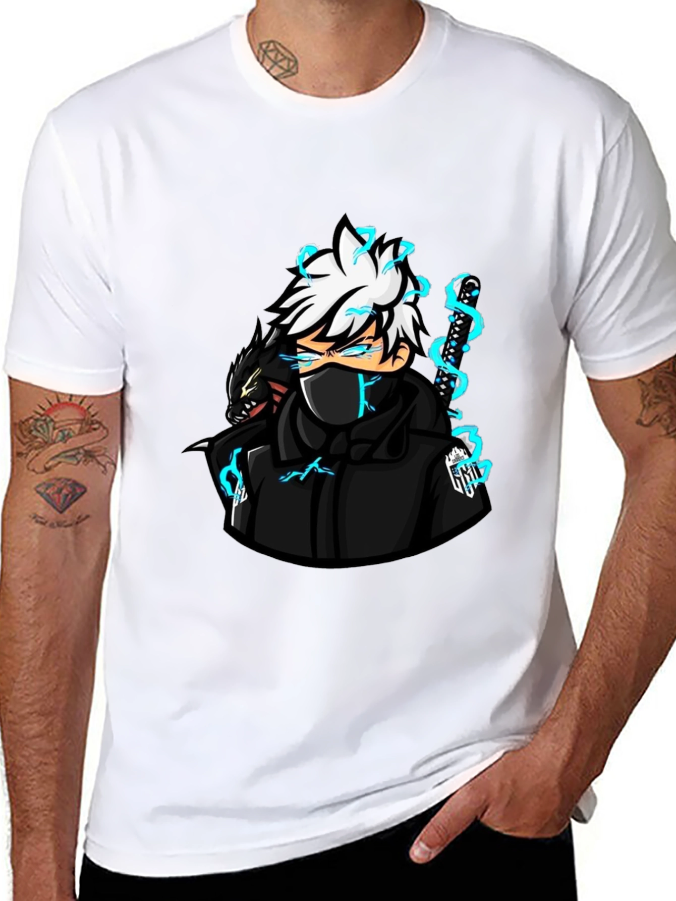 Black Anime Character Graphic Black T-Shirt view 8
