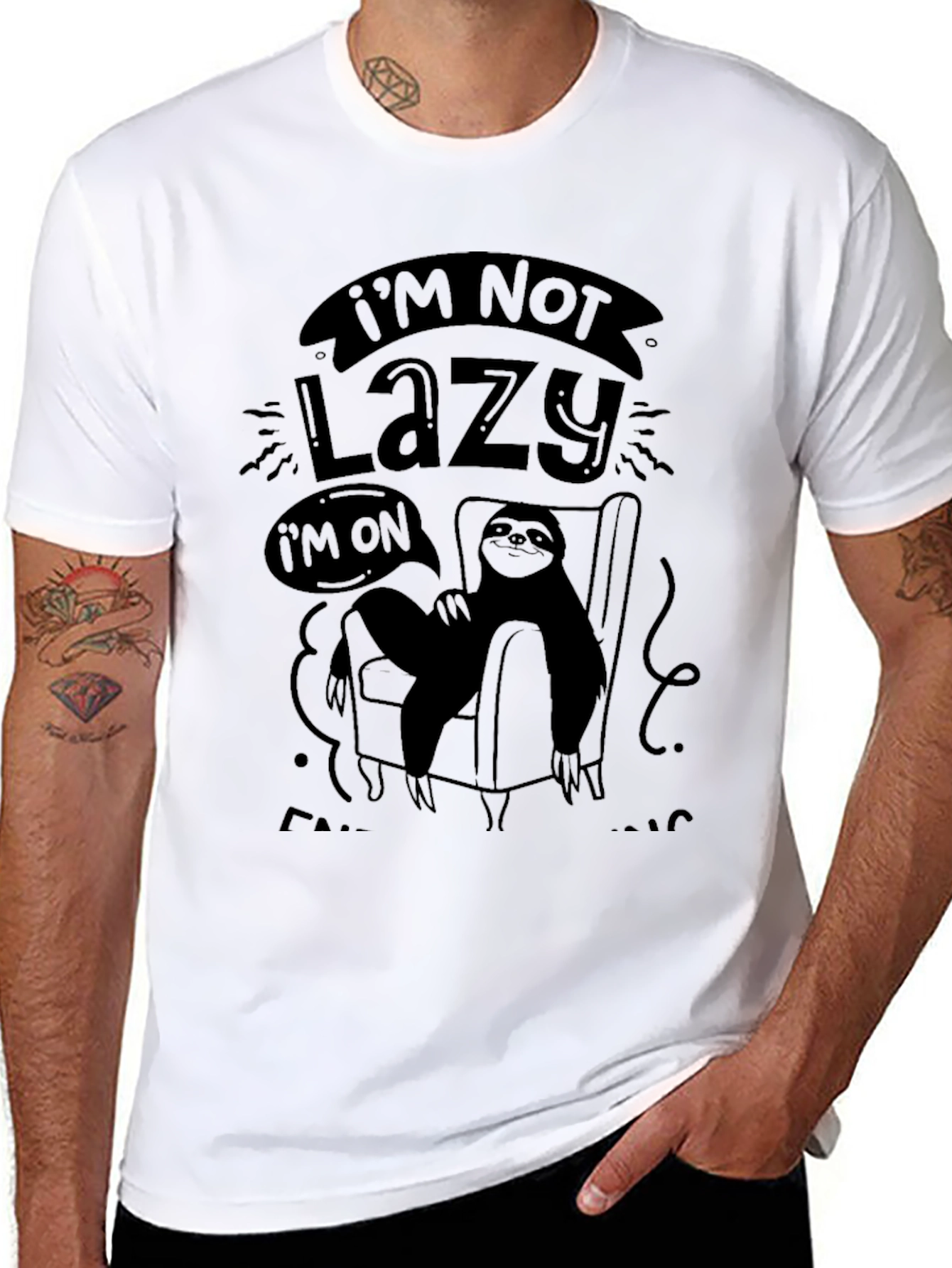 Black Lazy Sloth Graphic T-Shirt - Men's Black Tee view 8