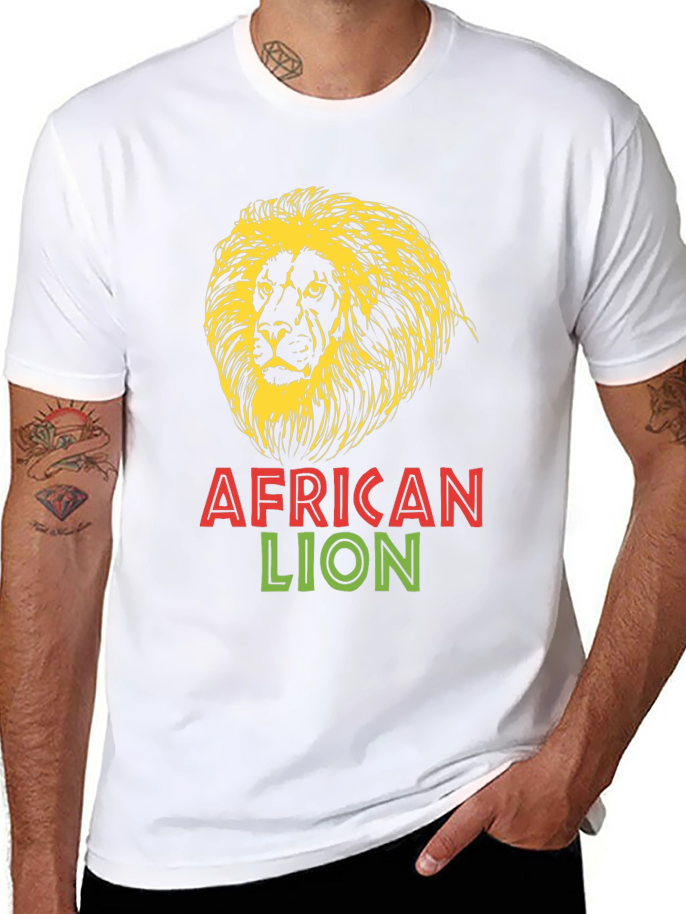Black African Lion Graphic Tee - Bold Black T-Shirt view 8